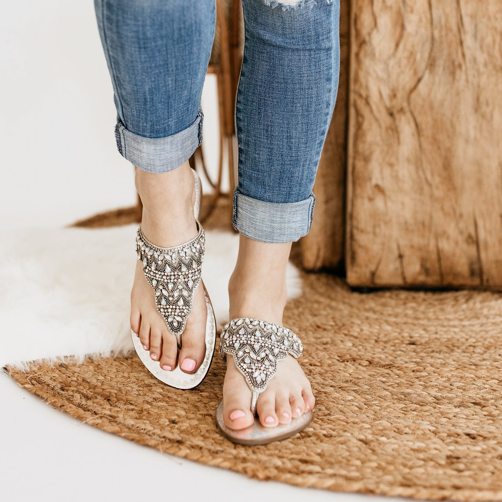 Loving U Sandals in Silver - Rural Haze