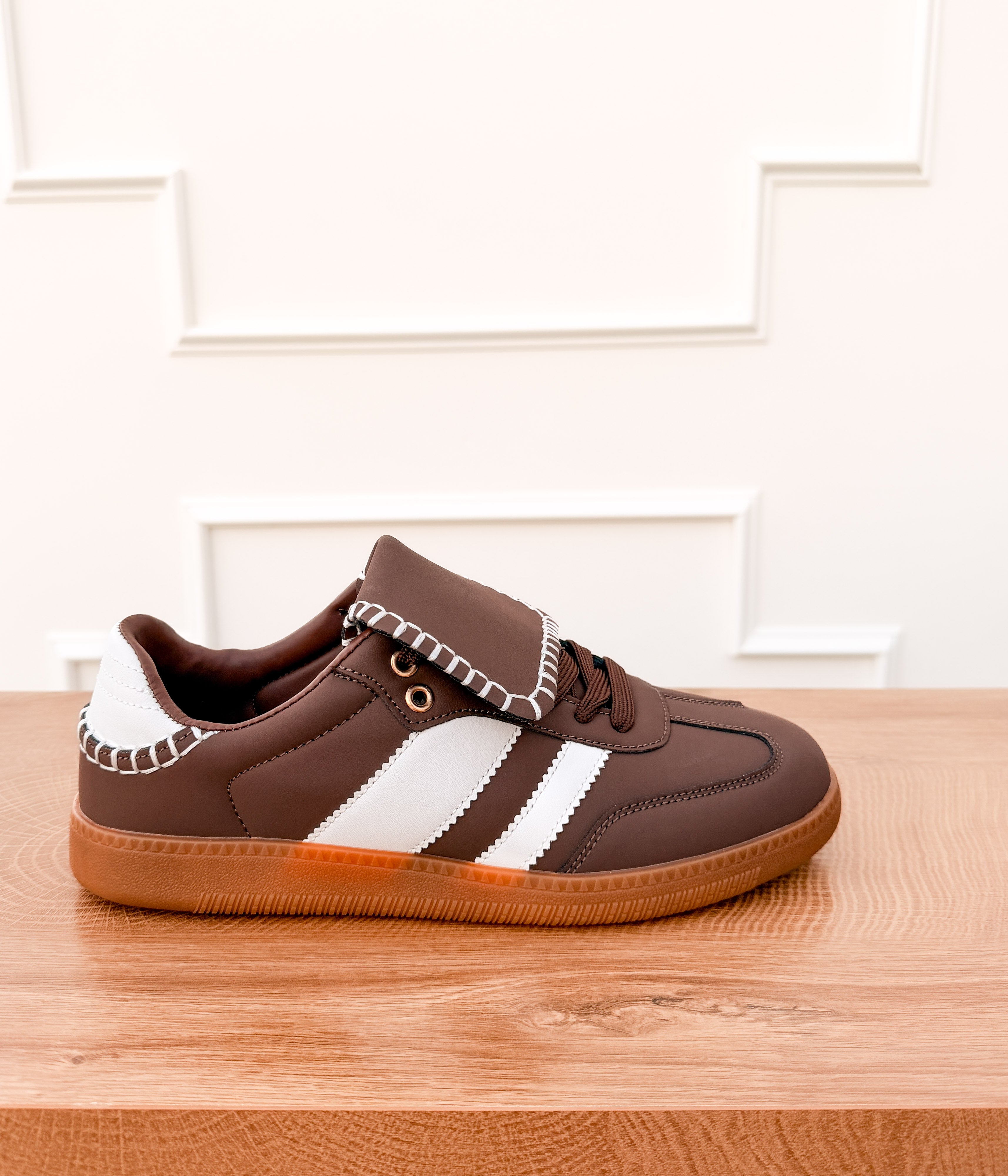 Luella Stitched Sneaker in Brown