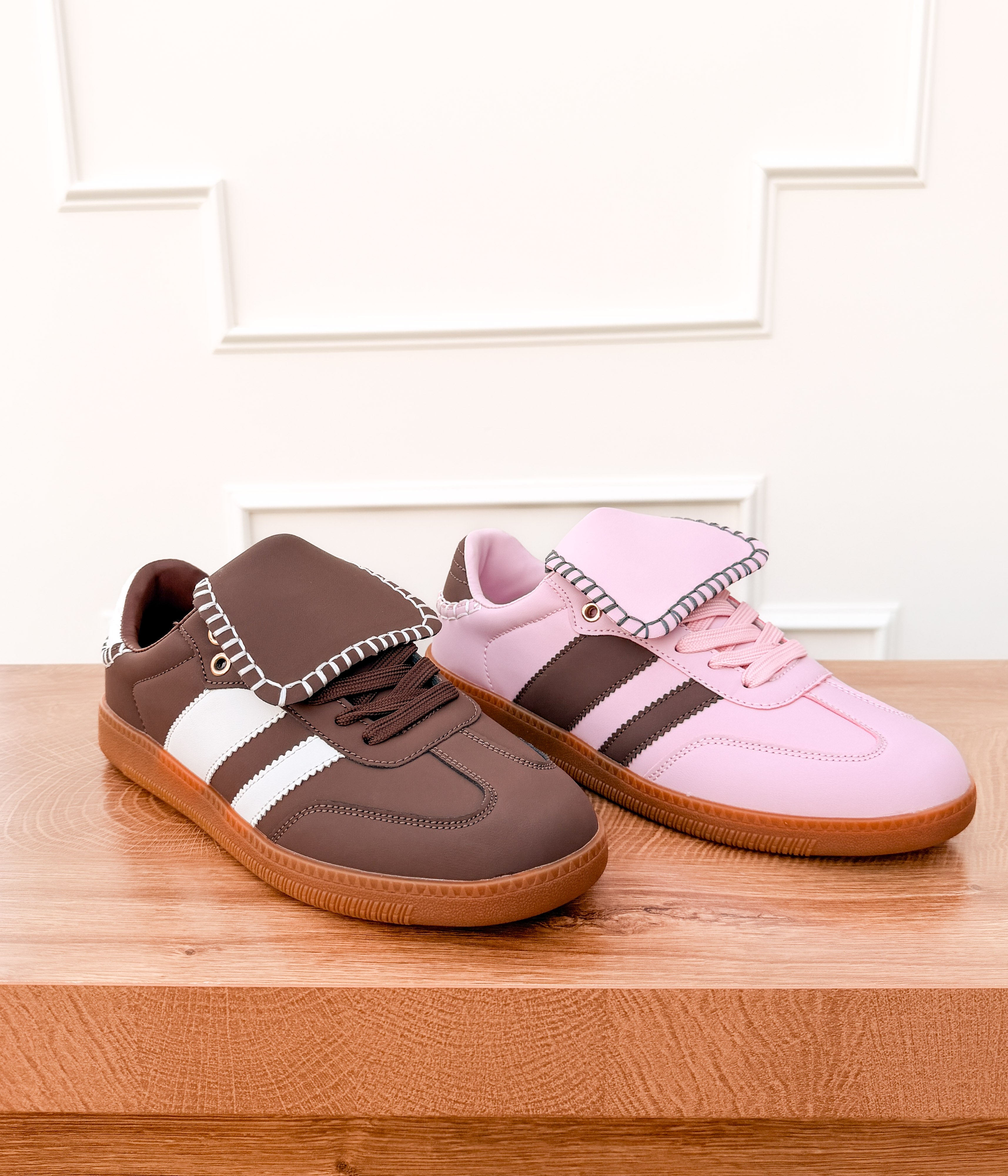 Luella Stitched Sneaker in Brown