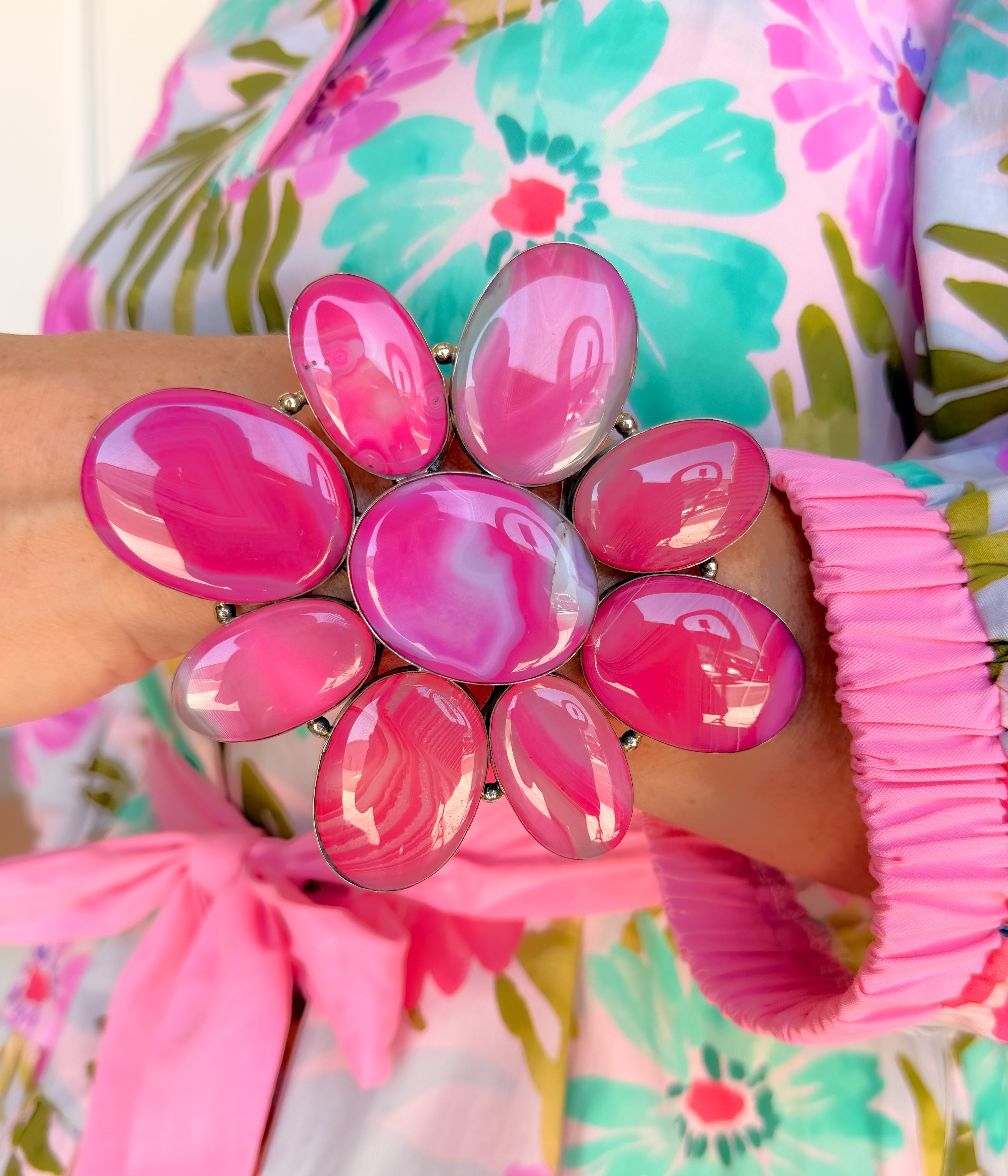 Mega Agate Bracelet in Pink
