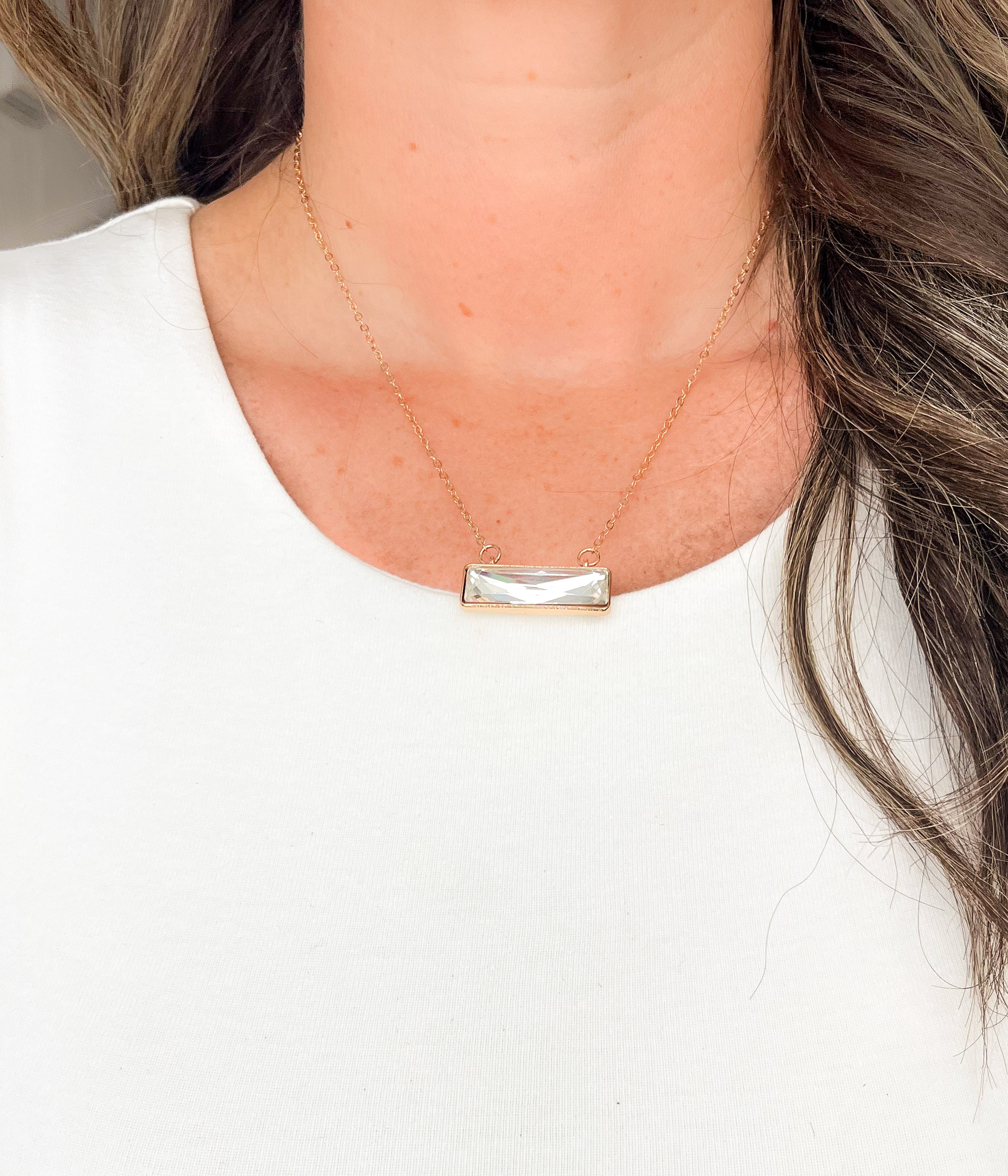 Clear Gold Bar Necklace