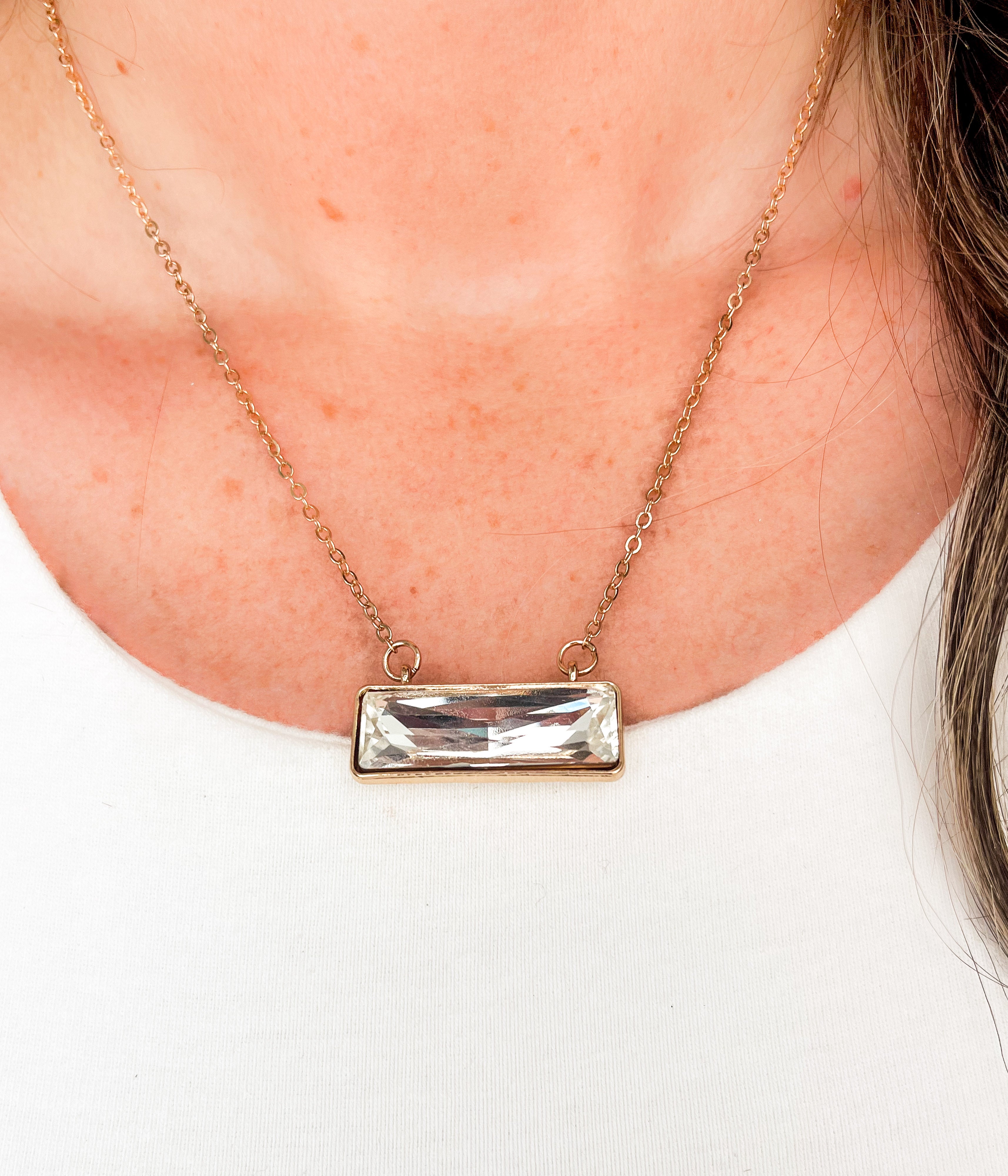 Clear Gold Bar Necklace