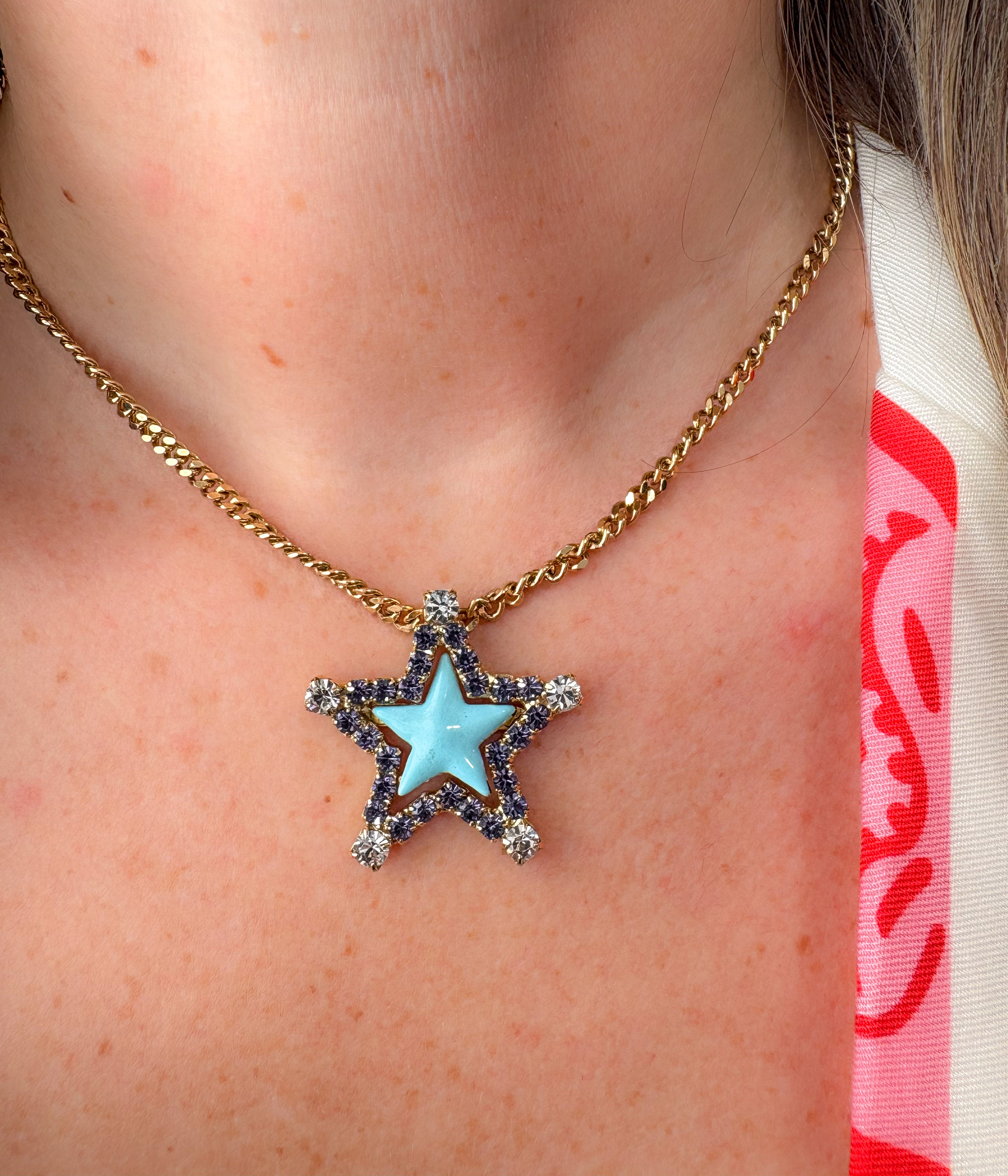 Sweet Star Necklace in Teal and Lilac