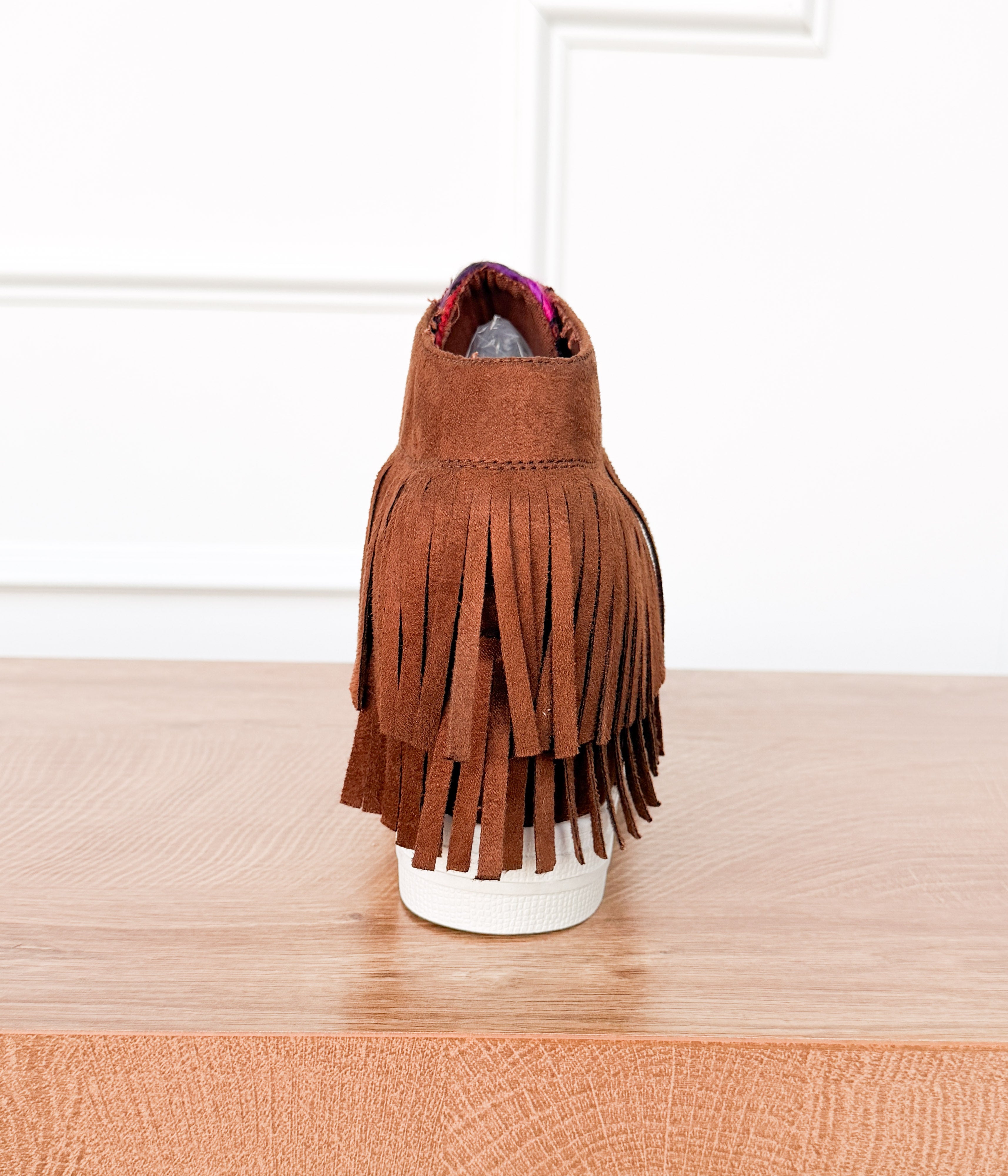 Nick Fringe Sneaker Wedge in Brown - Rural Haze