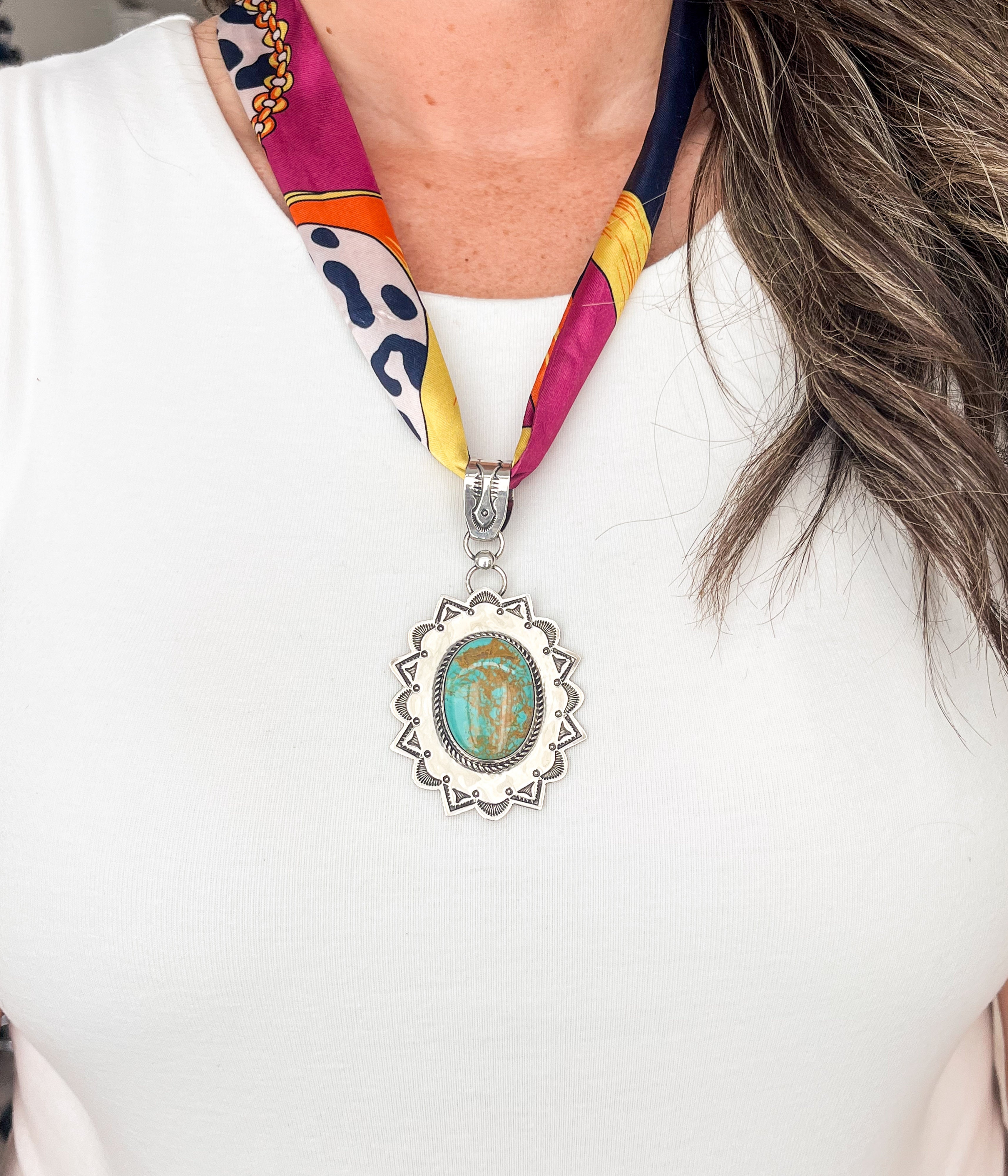 Roland Dixon Large Navajo Turquoise Pendant