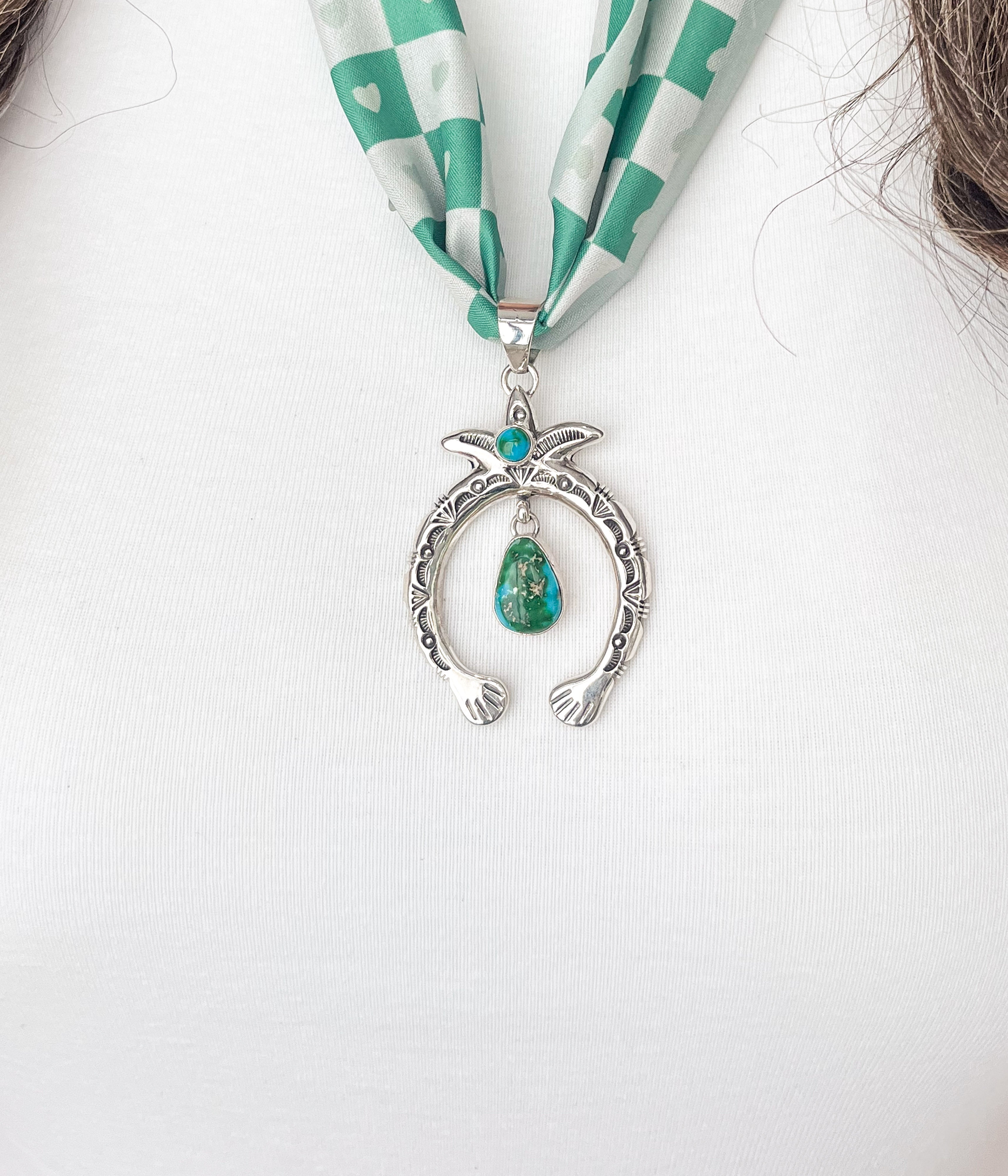 Steve Francisco Naja Pendant on Silk Scarf Necklace