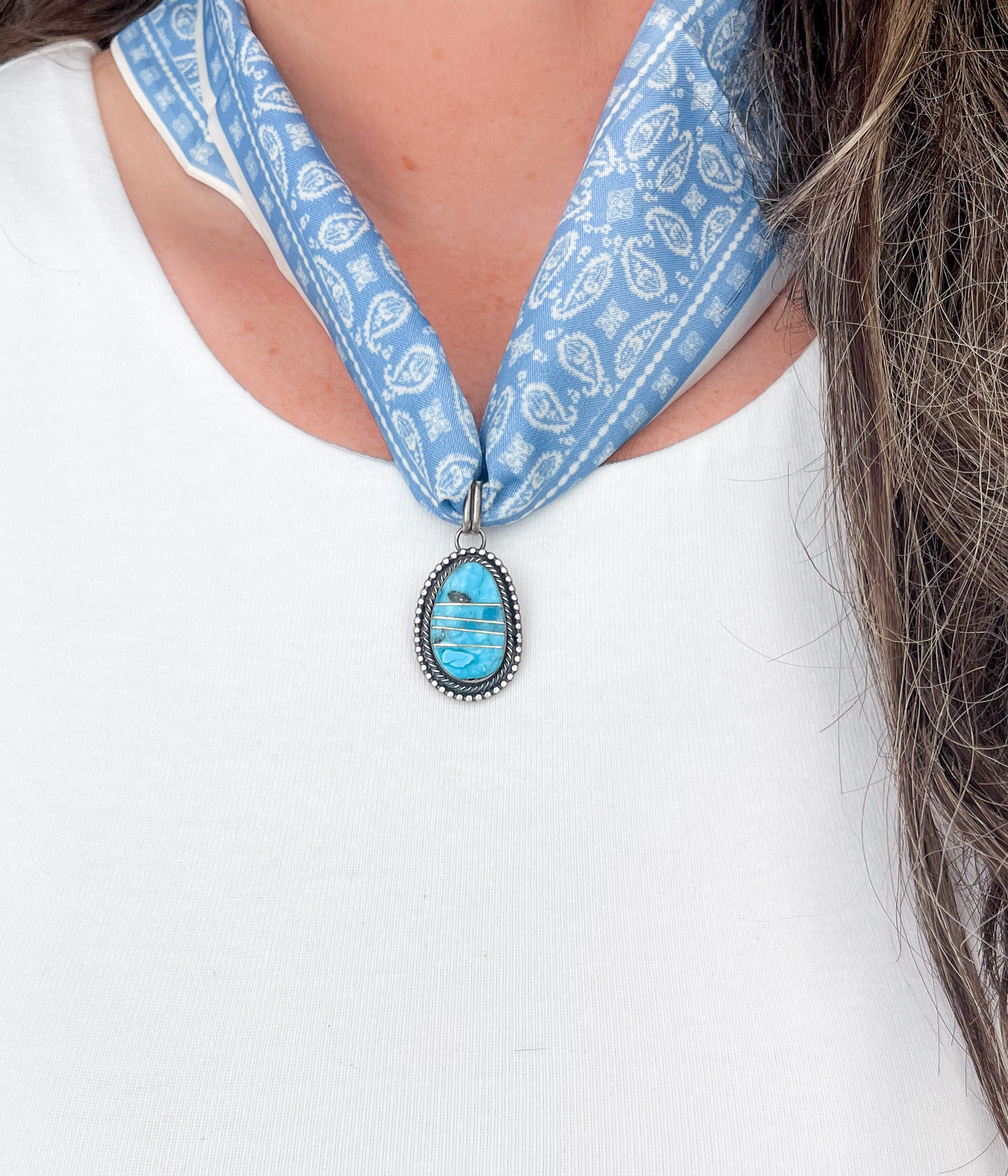 Eli Skeets Kingman Tuquoise Scarf Necklace