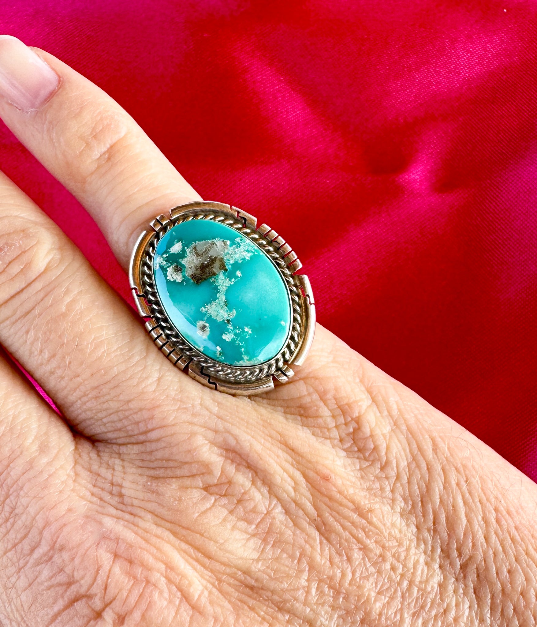 Espanola Authentic Sonoran Rose Turquoise Ring