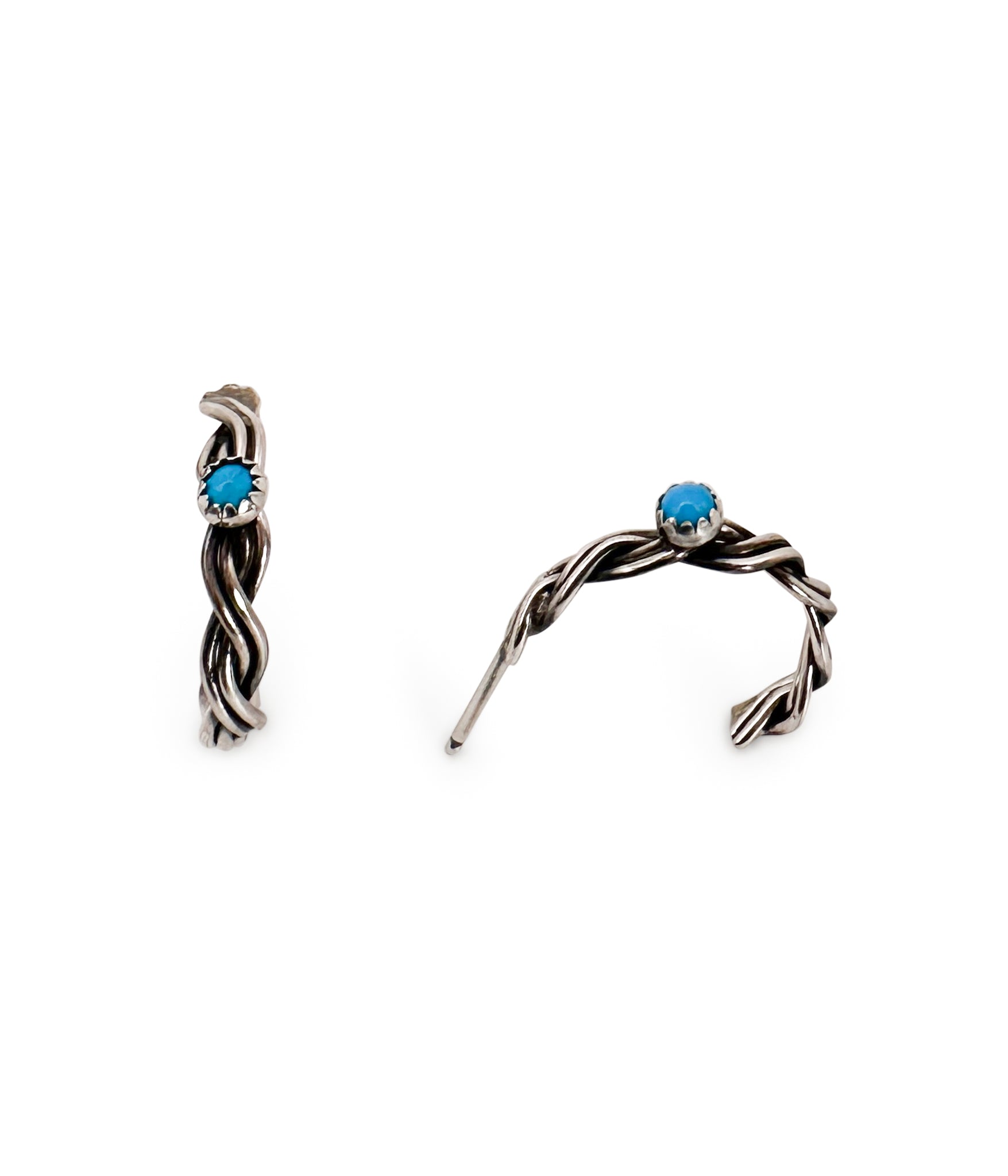 Springer Authentic Turquoise Roped Hoop Earrings