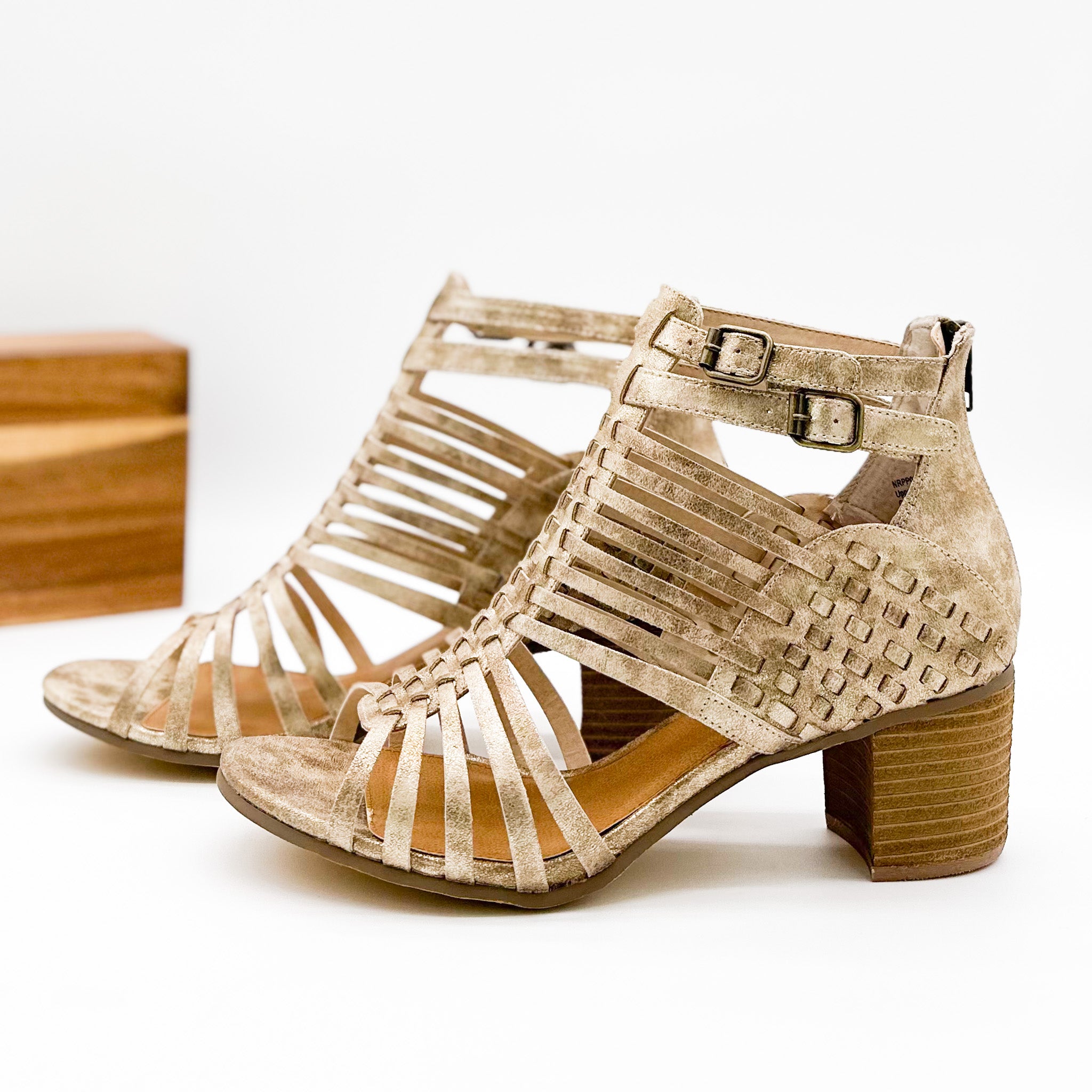 Ofanto Heeled Sandal in Gold - Rural Haze