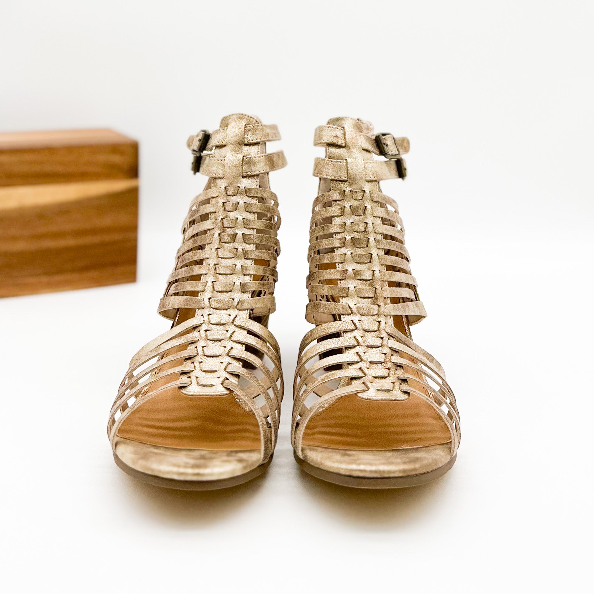 Ofanto Heeled Sandal in Gold - Rural Haze