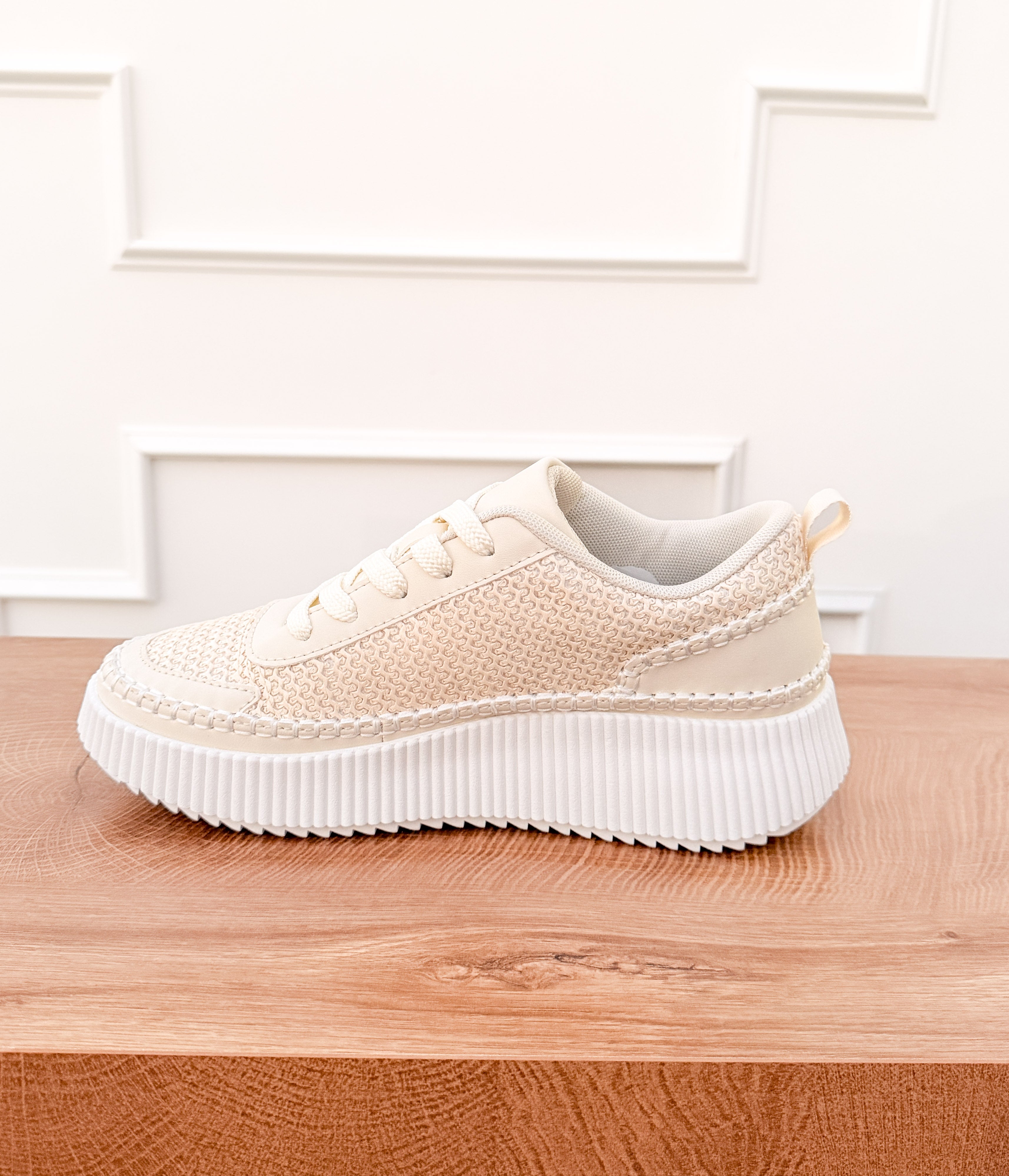 Pamela Woven Sneaker in Cream