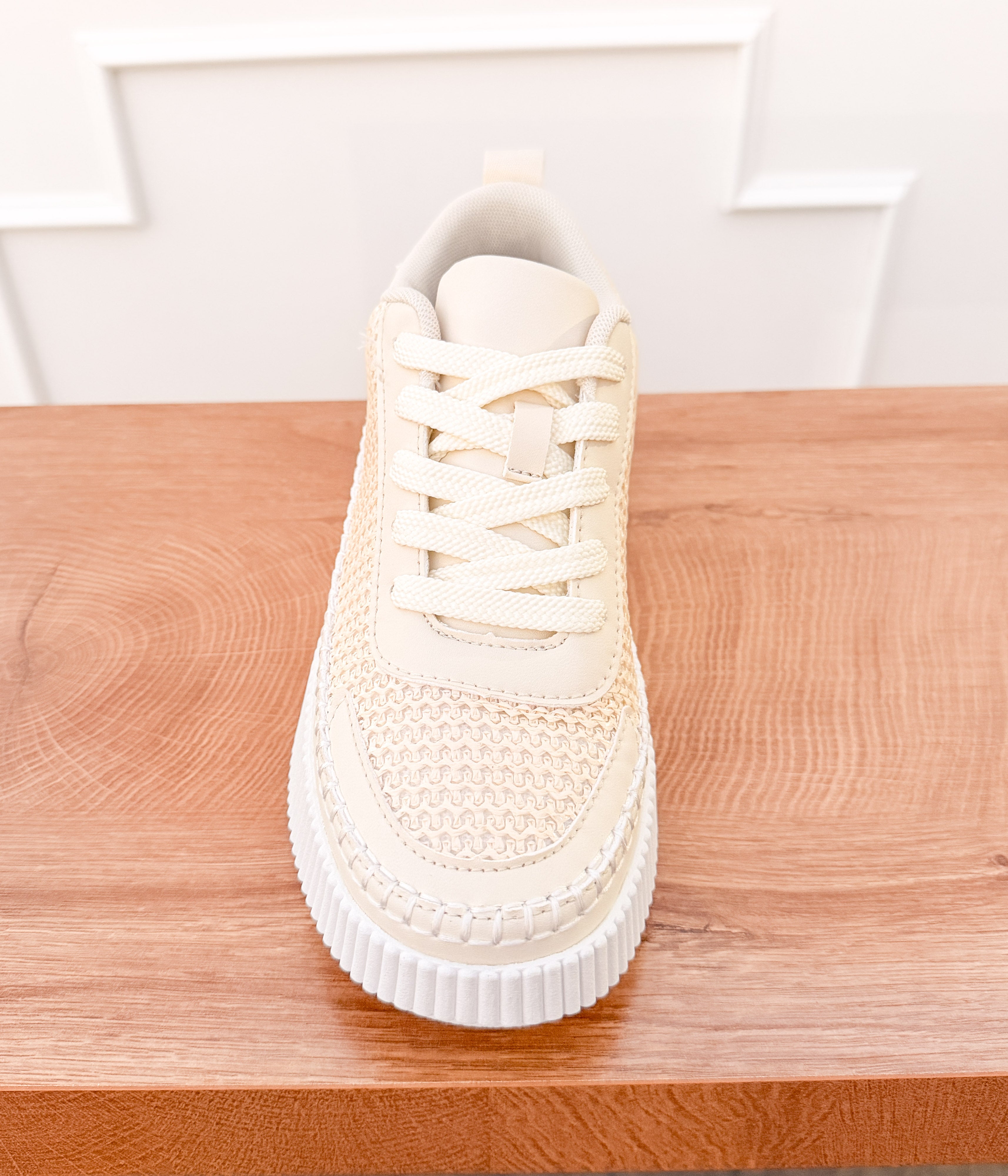 Pamela Woven Sneaker in Cream