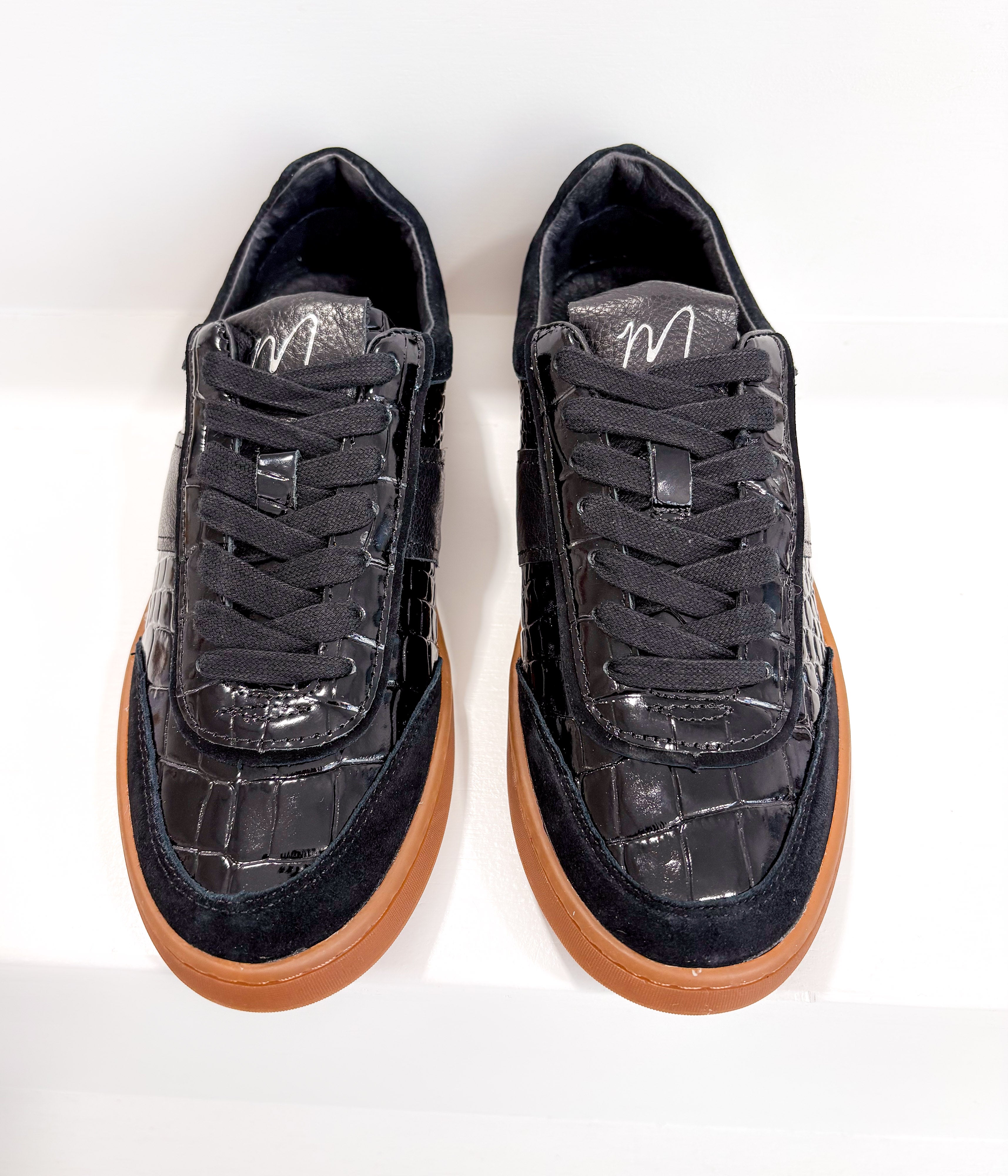 Quincy Sneaker in Black Croc