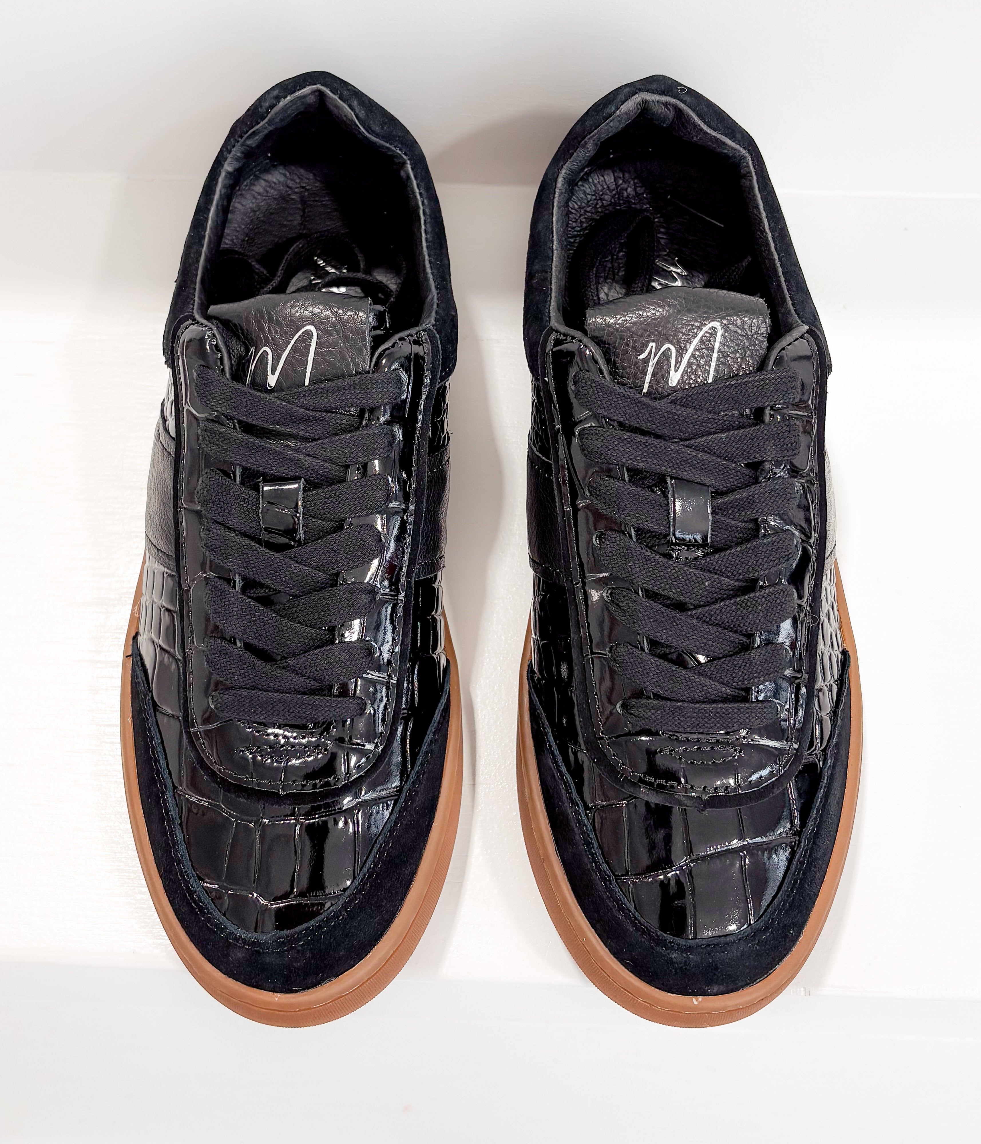 Quincy Black Croc Sneaker
