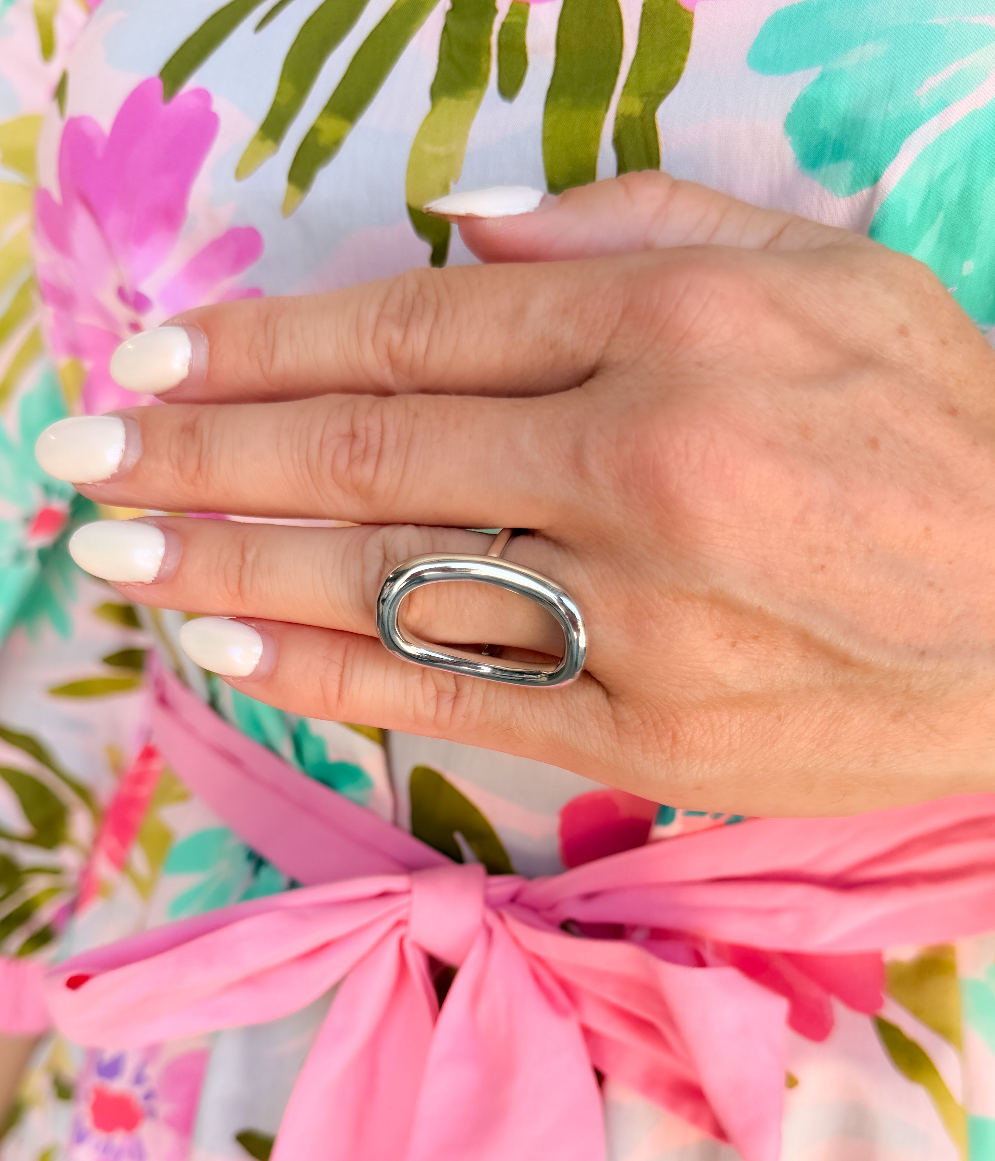 Silver Oval Statement Ring