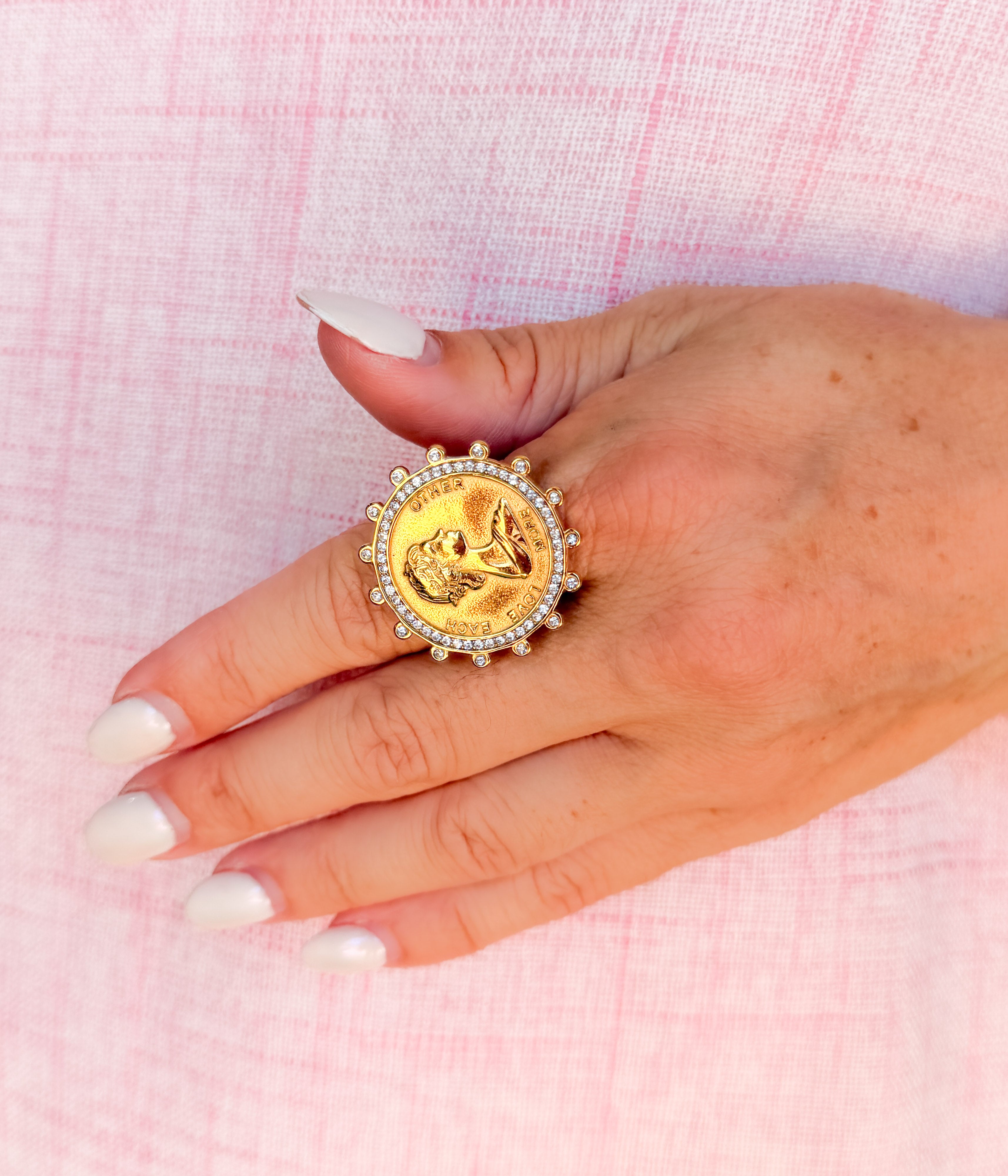 Gold Coin Statement Ring - Rural Haze