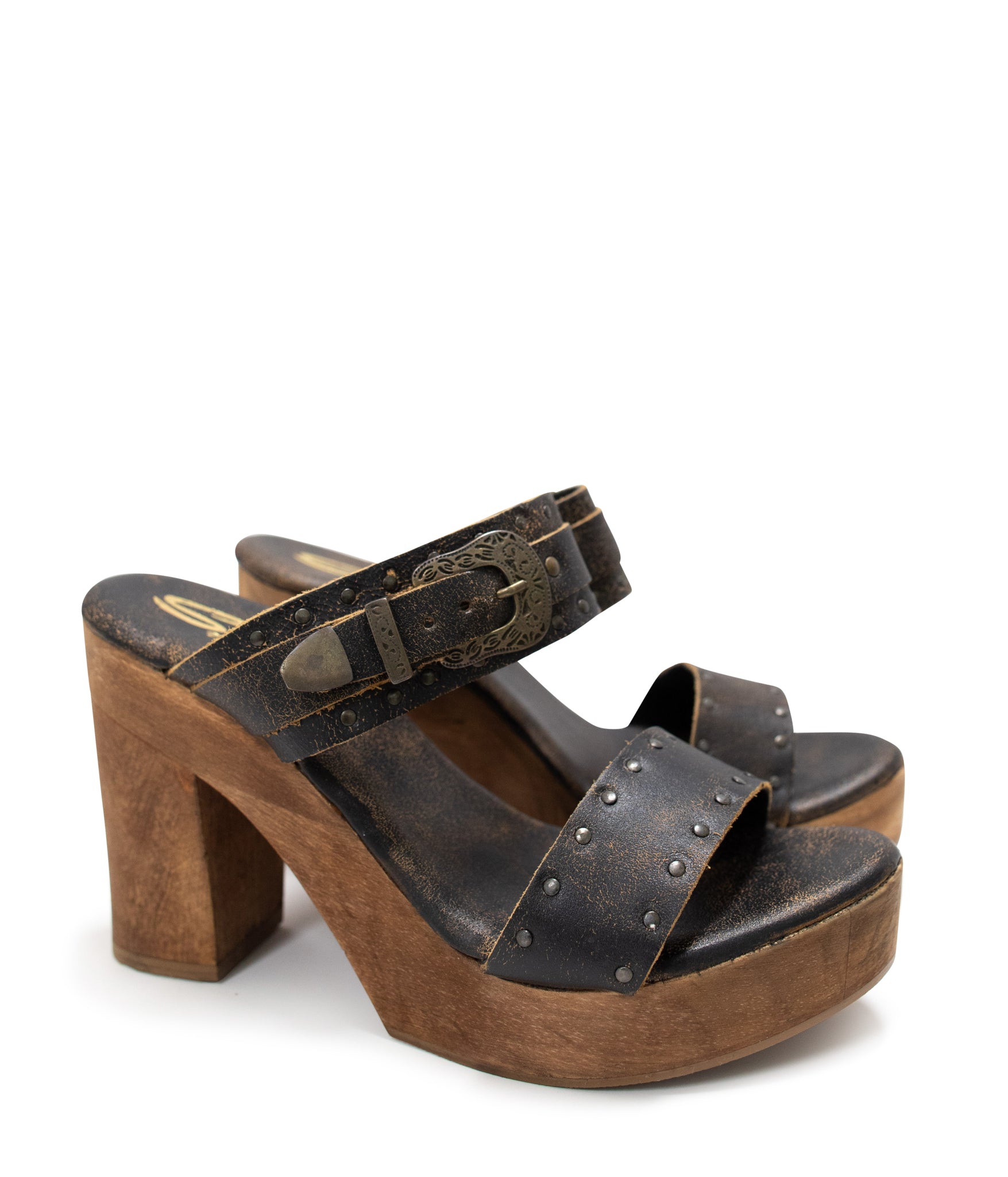 Realdeal Platform Sandals in Brown Leather