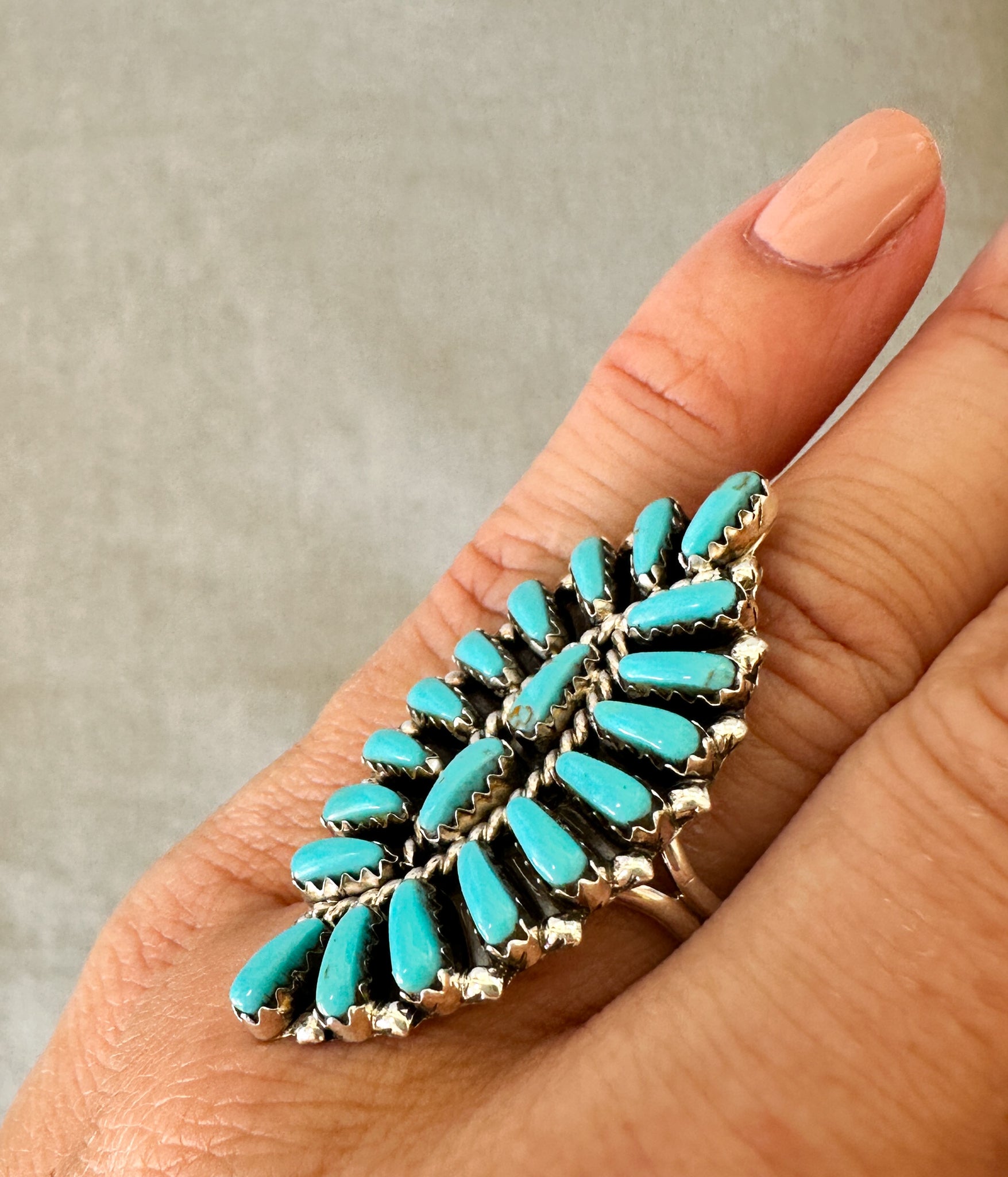 authentic turquoise ring cluster kingman zuni made
