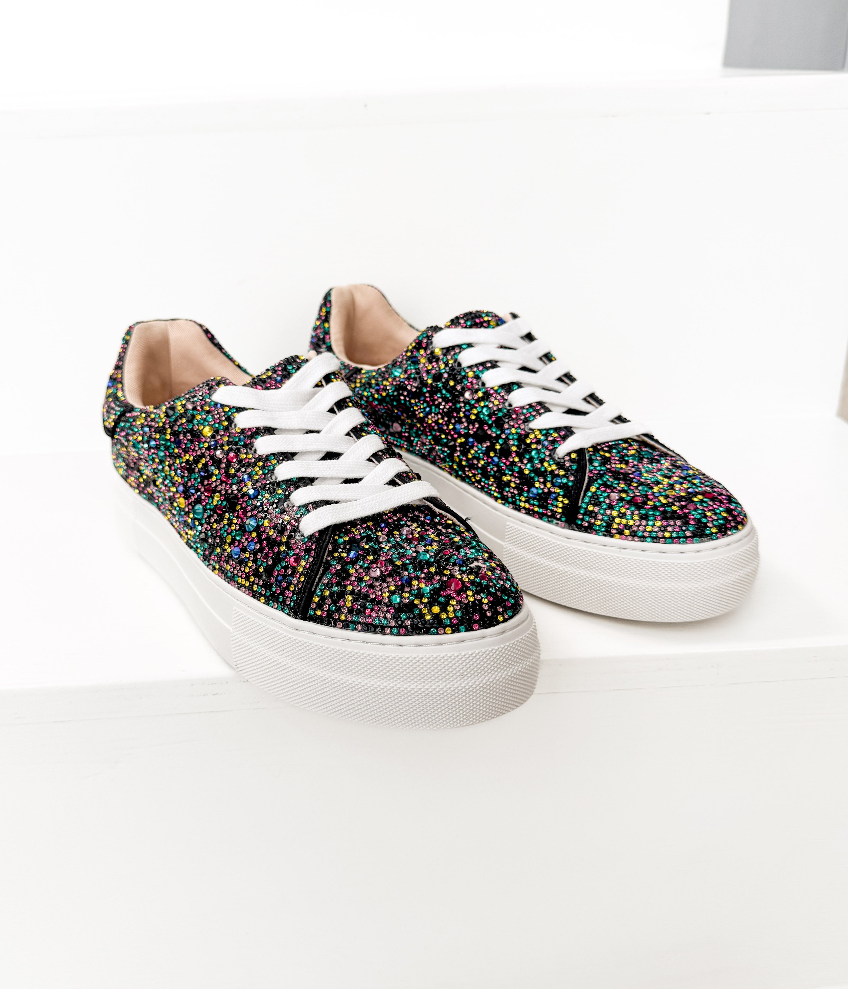 Sidny Sneaker in Black Multi Rhinestone