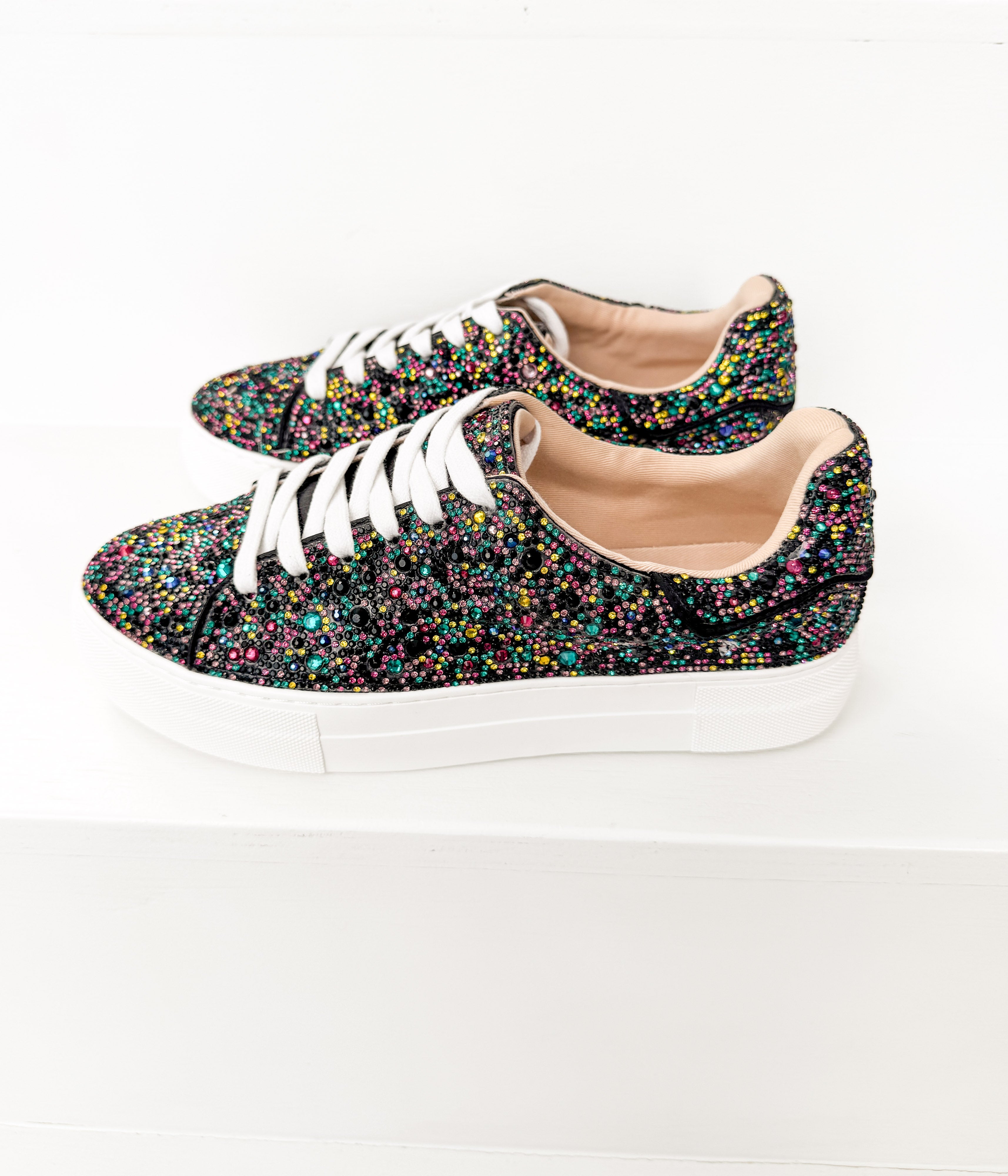 Sidny Sneaker in Black Multi Rhinestone