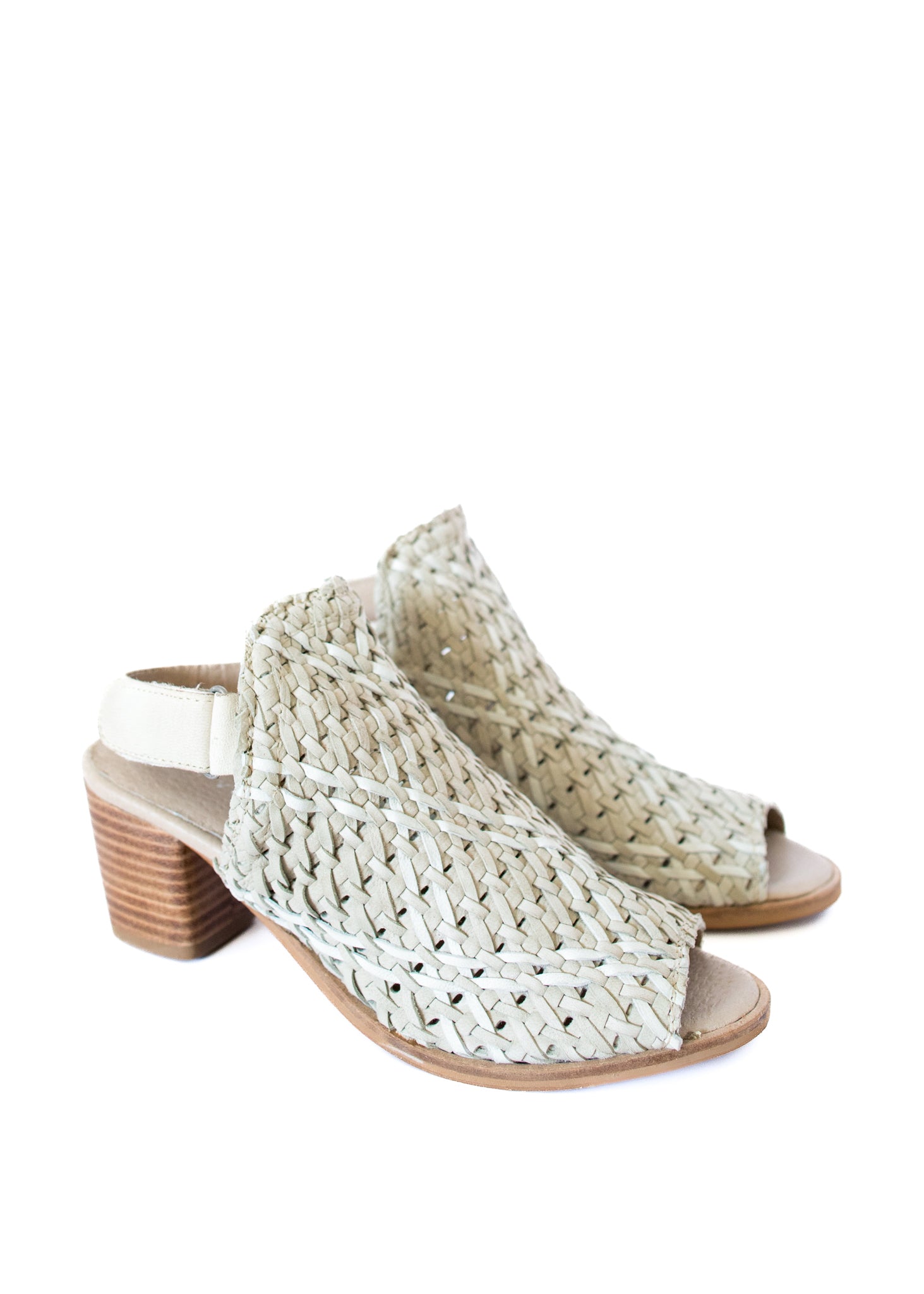 Brinkley Woven Leather Mules in Stone