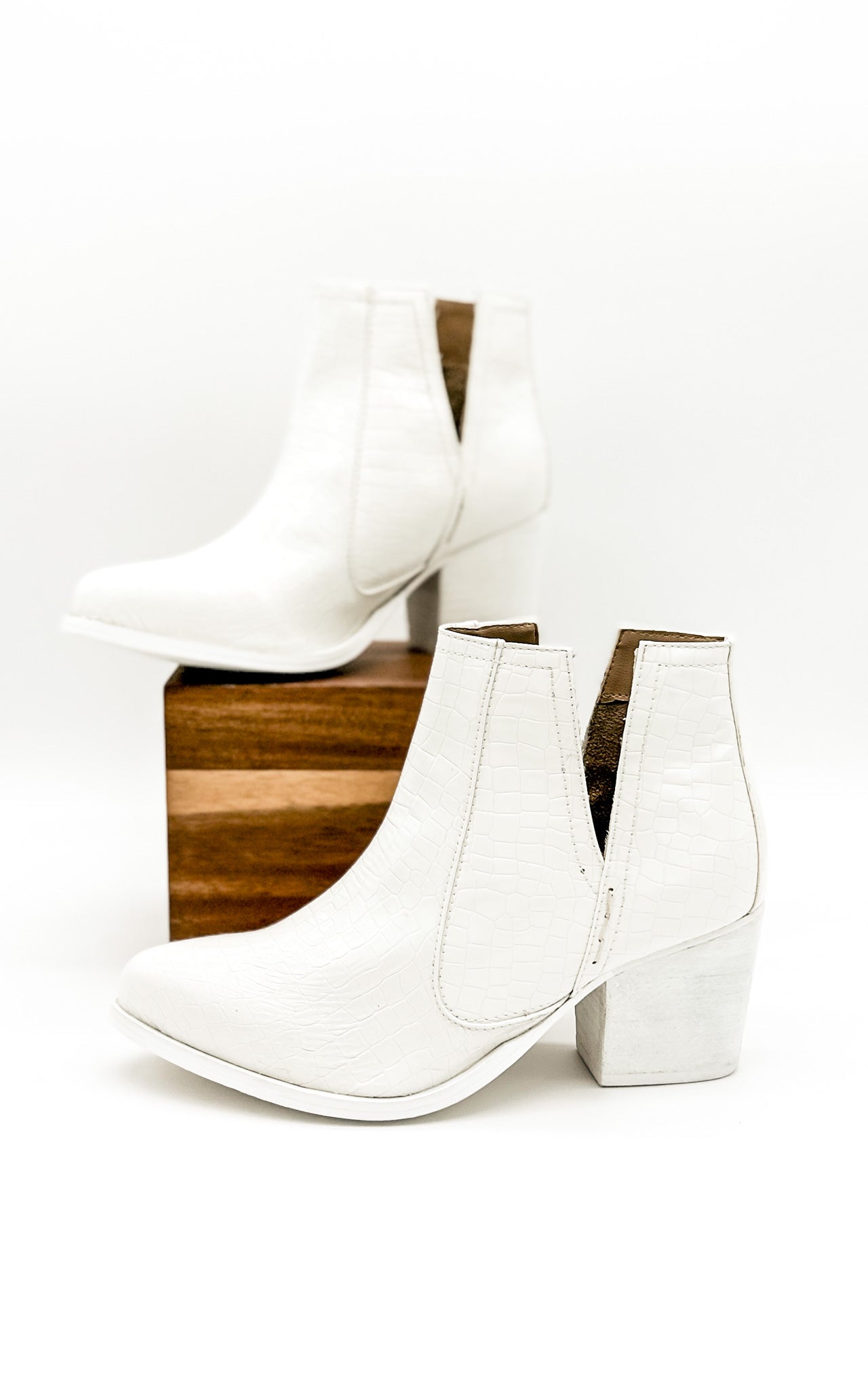 Not Rated Tarim Booties in White Croc