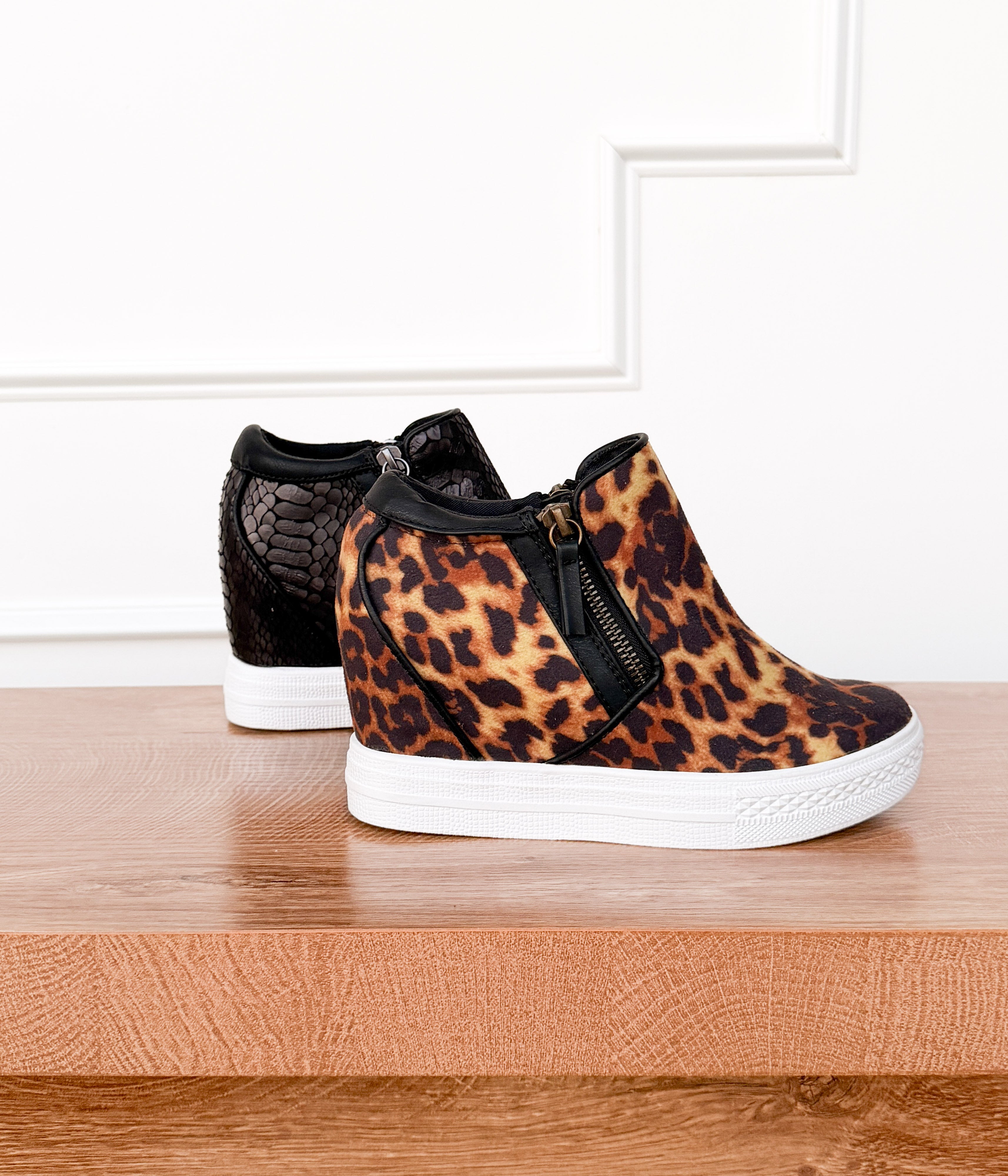 Timmibelle Hidden Sneaker Wedge in Leopard - Rural Haze