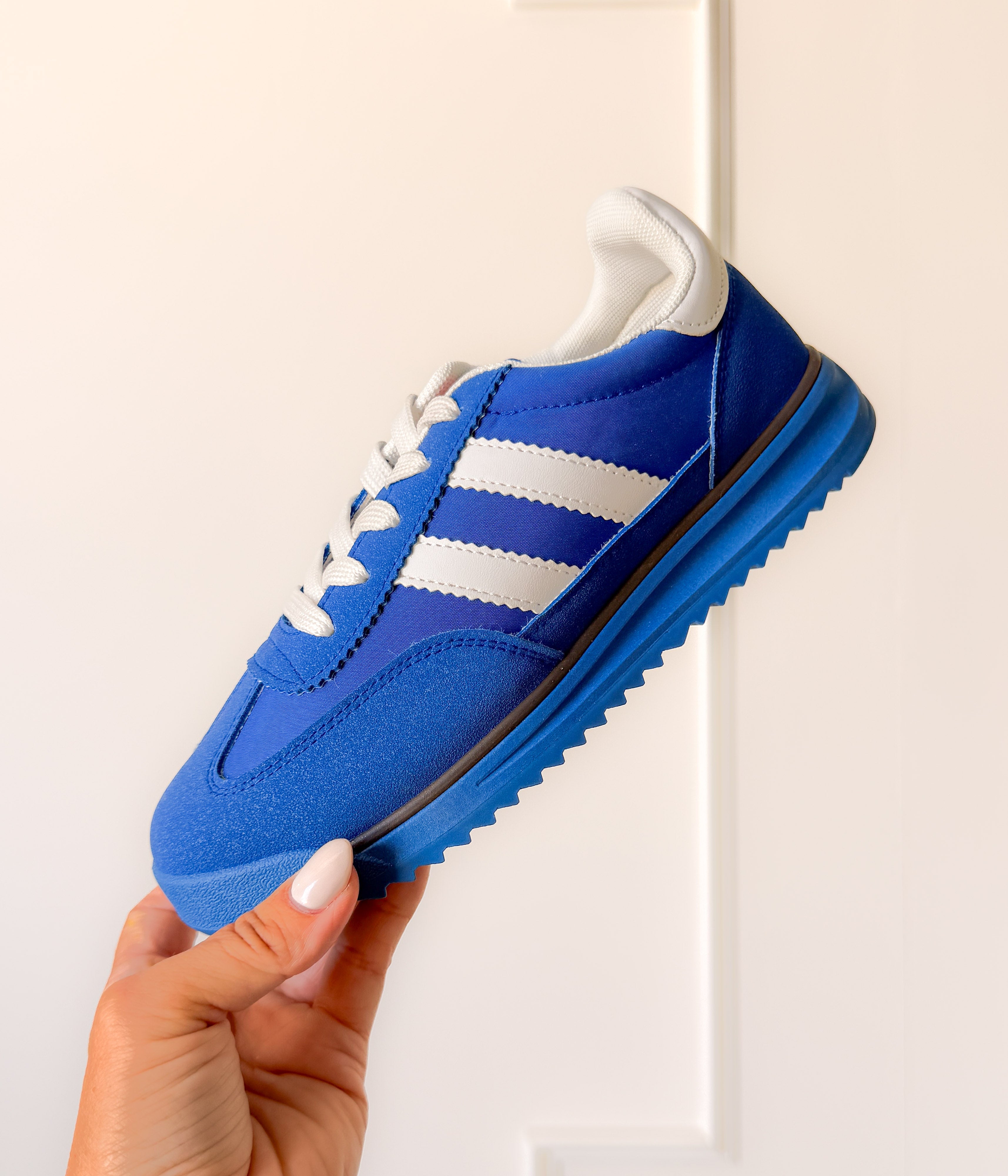 Tokyo Dual Stripe Sneakers in Blue - Rural Haze