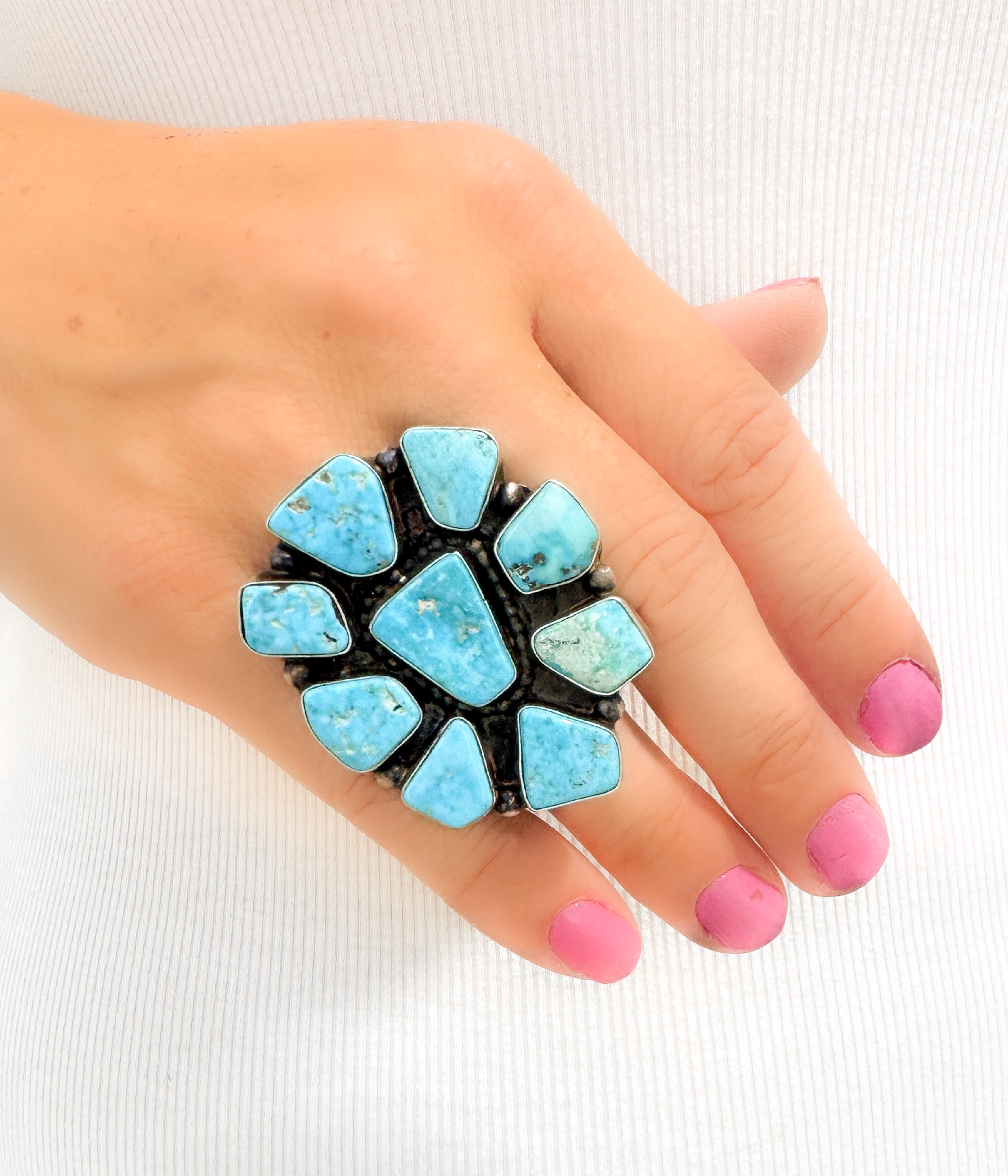 Anderson Largo Kingman Turquoise Large Cluster Ring