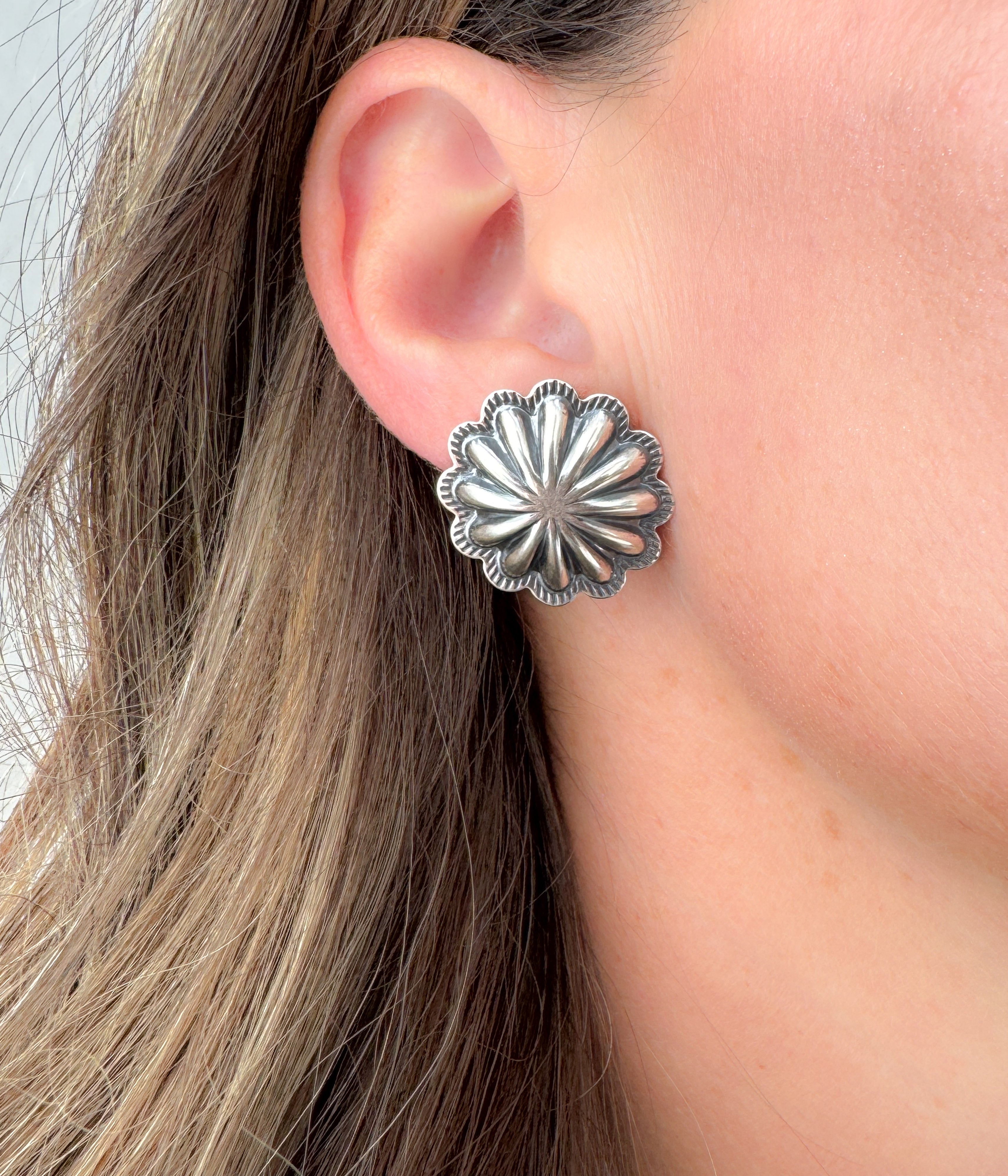 Navajo Petal Concho Earrings