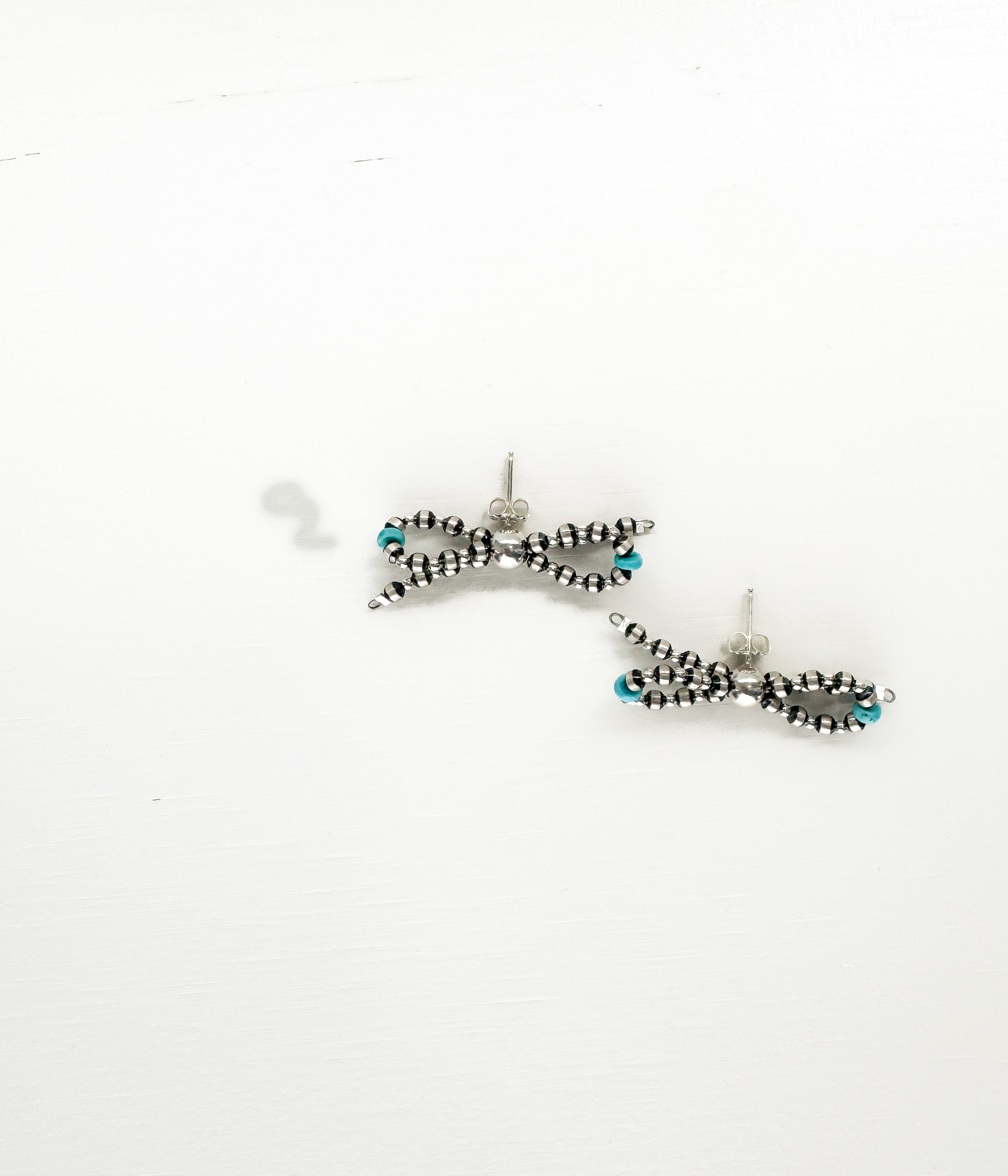 Silver and Turquoise Sage Bow Earrings