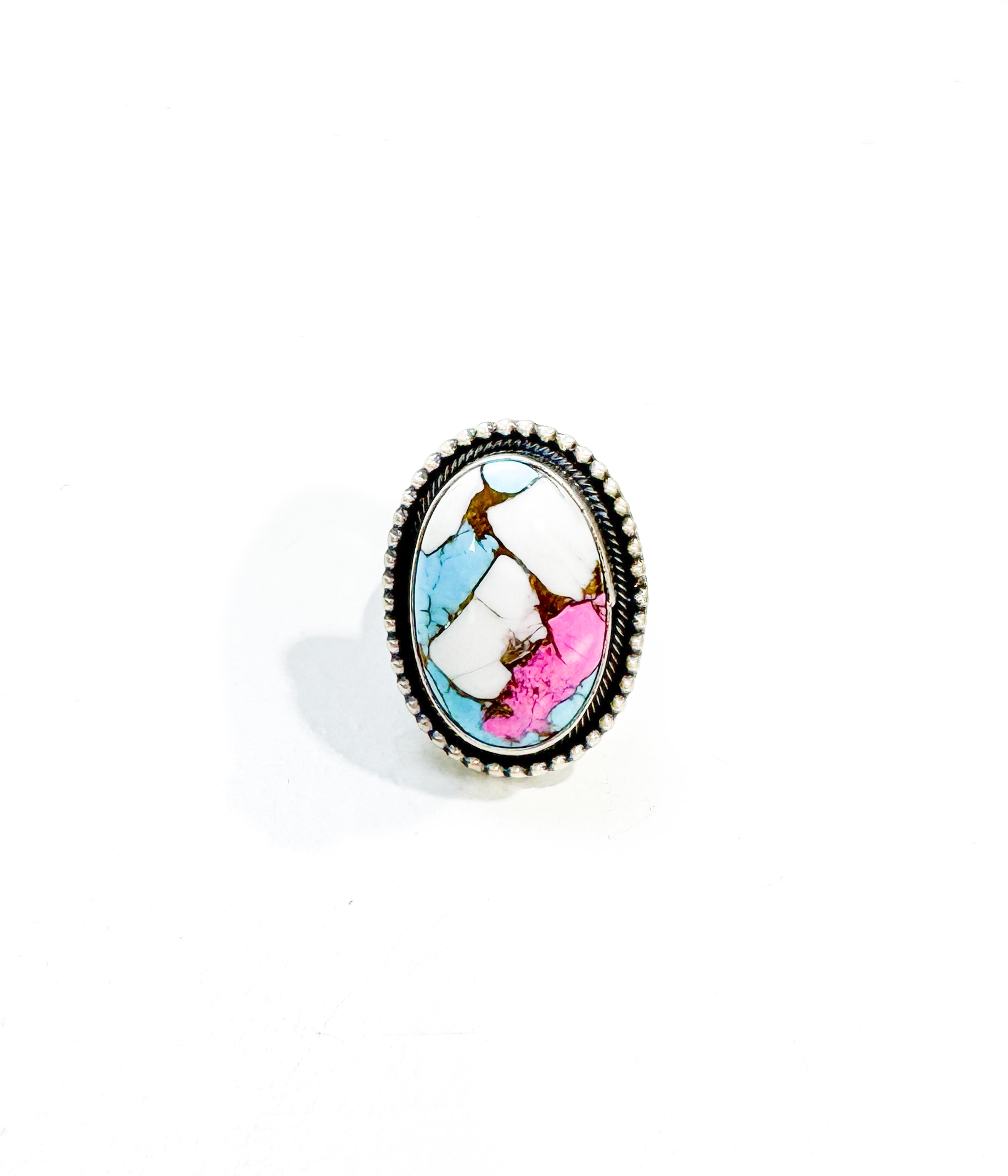 Cotton Candy Mosaic Navajo Ring by Scott Skeets