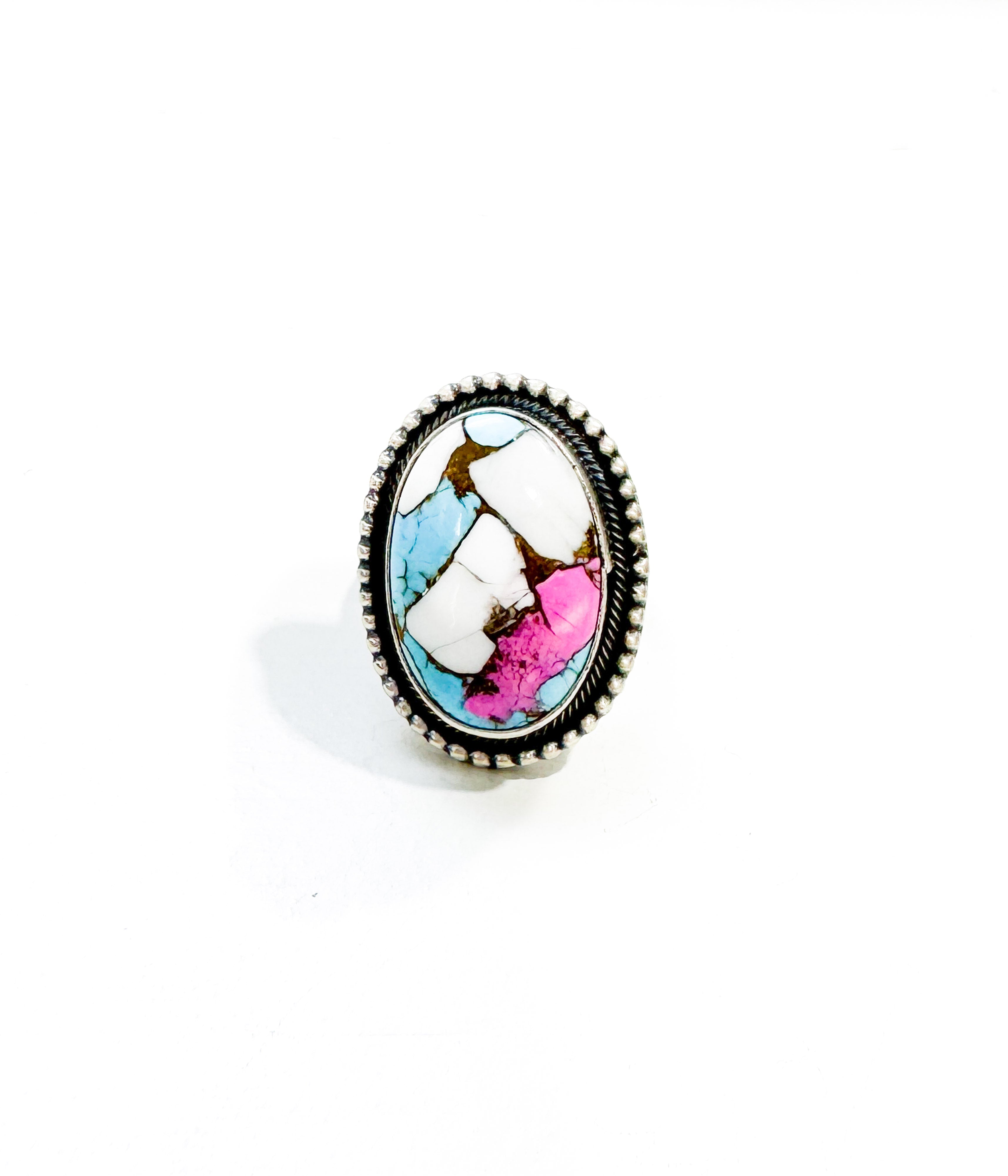 Cotton Candy Mosaic Navajo Ring by Scott Skeets
