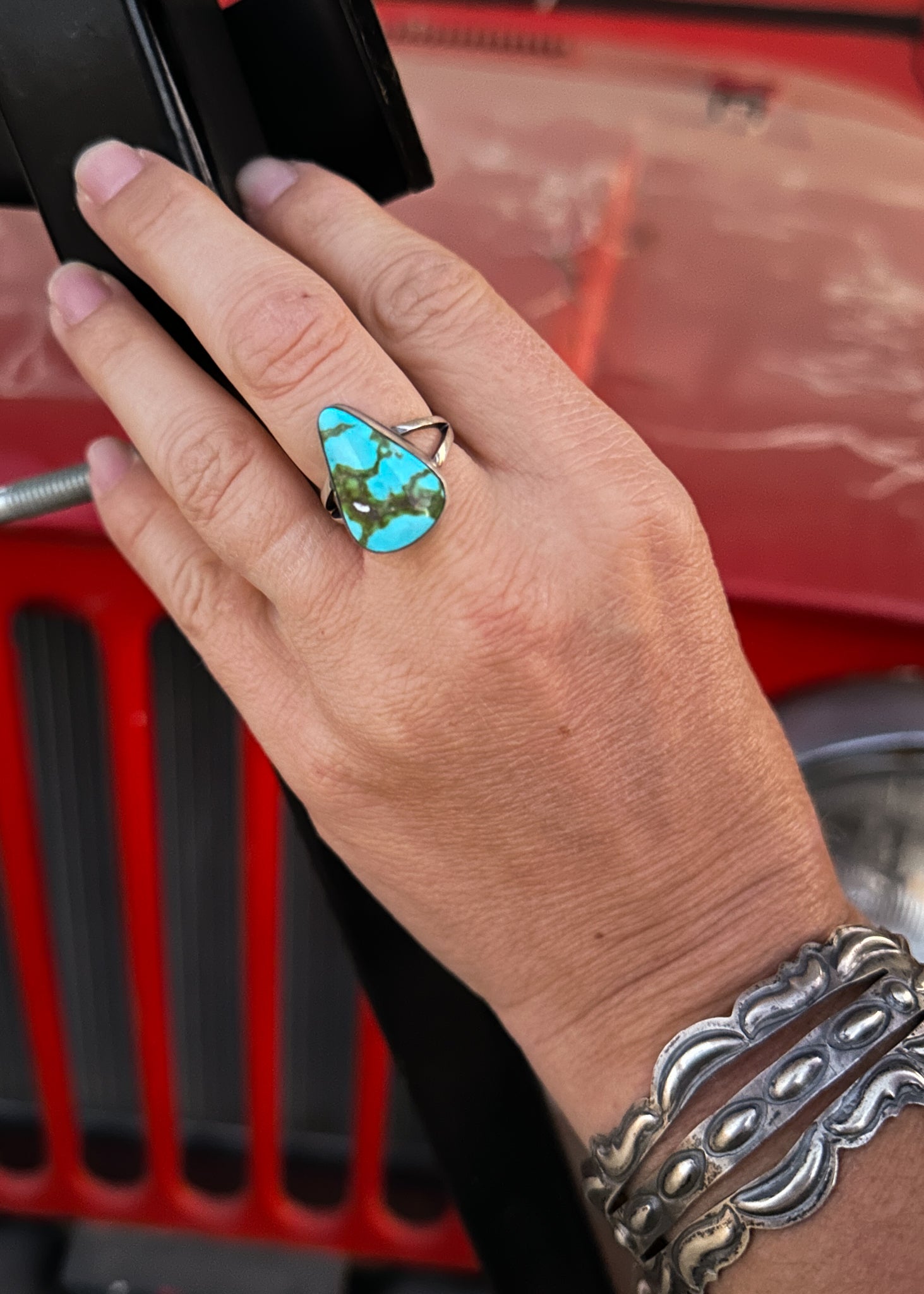 Yeso Sonoran Gold Teardrop Turquoise Ring