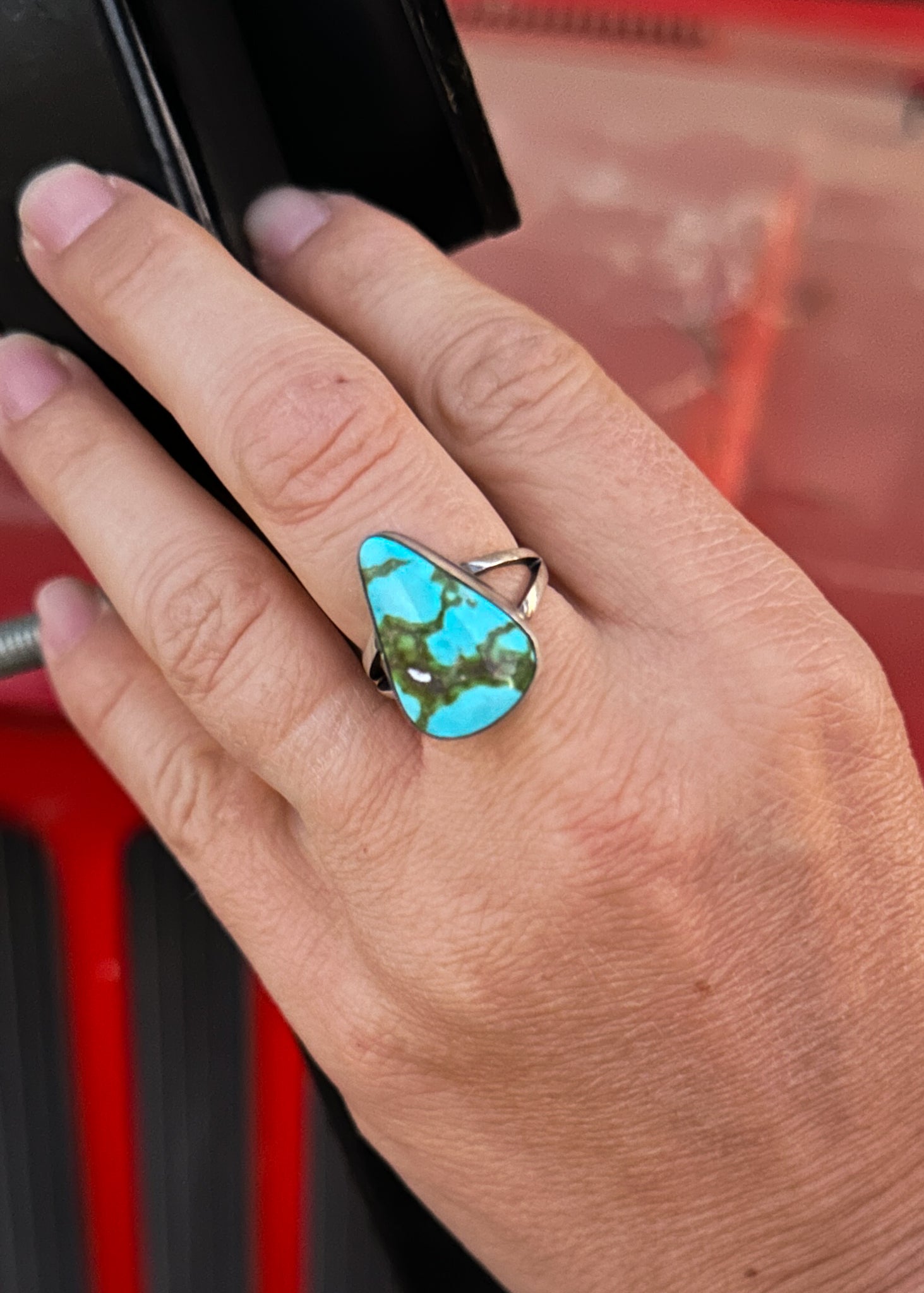Yeso Sonoran Gold Teardrop Turquoise Ring