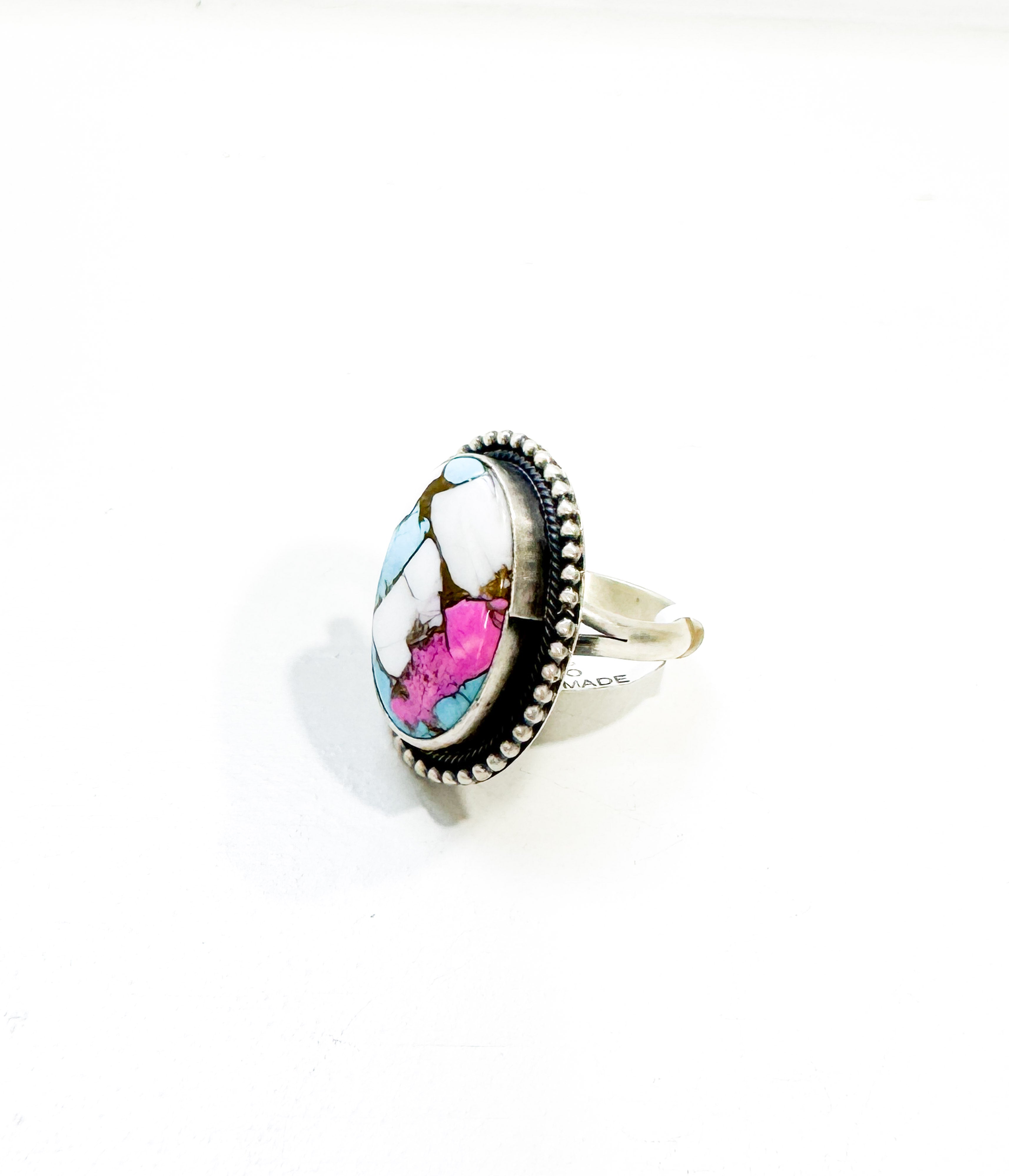 Cotton Candy Mosaic Navajo Ring by Scott Skeets
