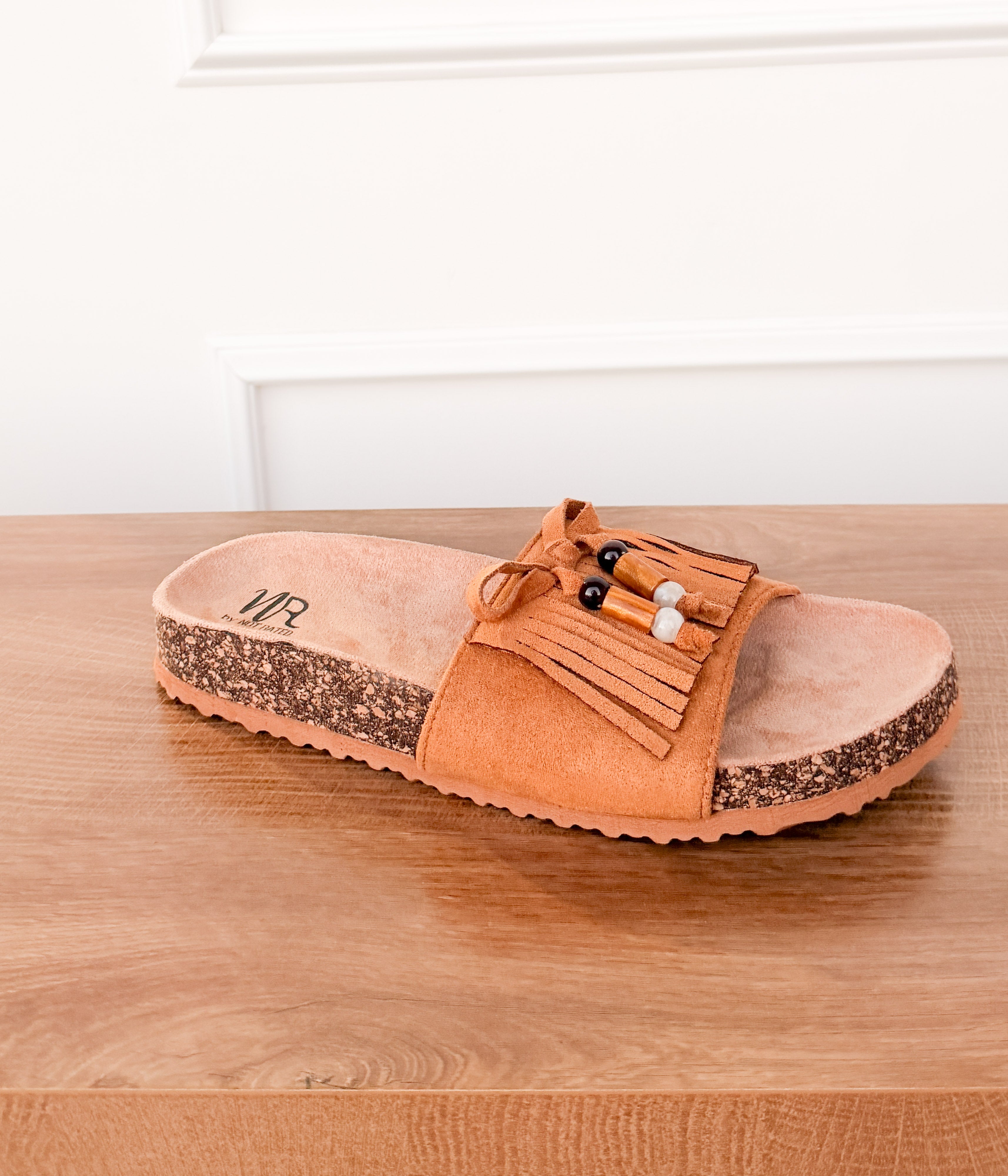 Lilliam Fringe Beaded Sandals in Tan