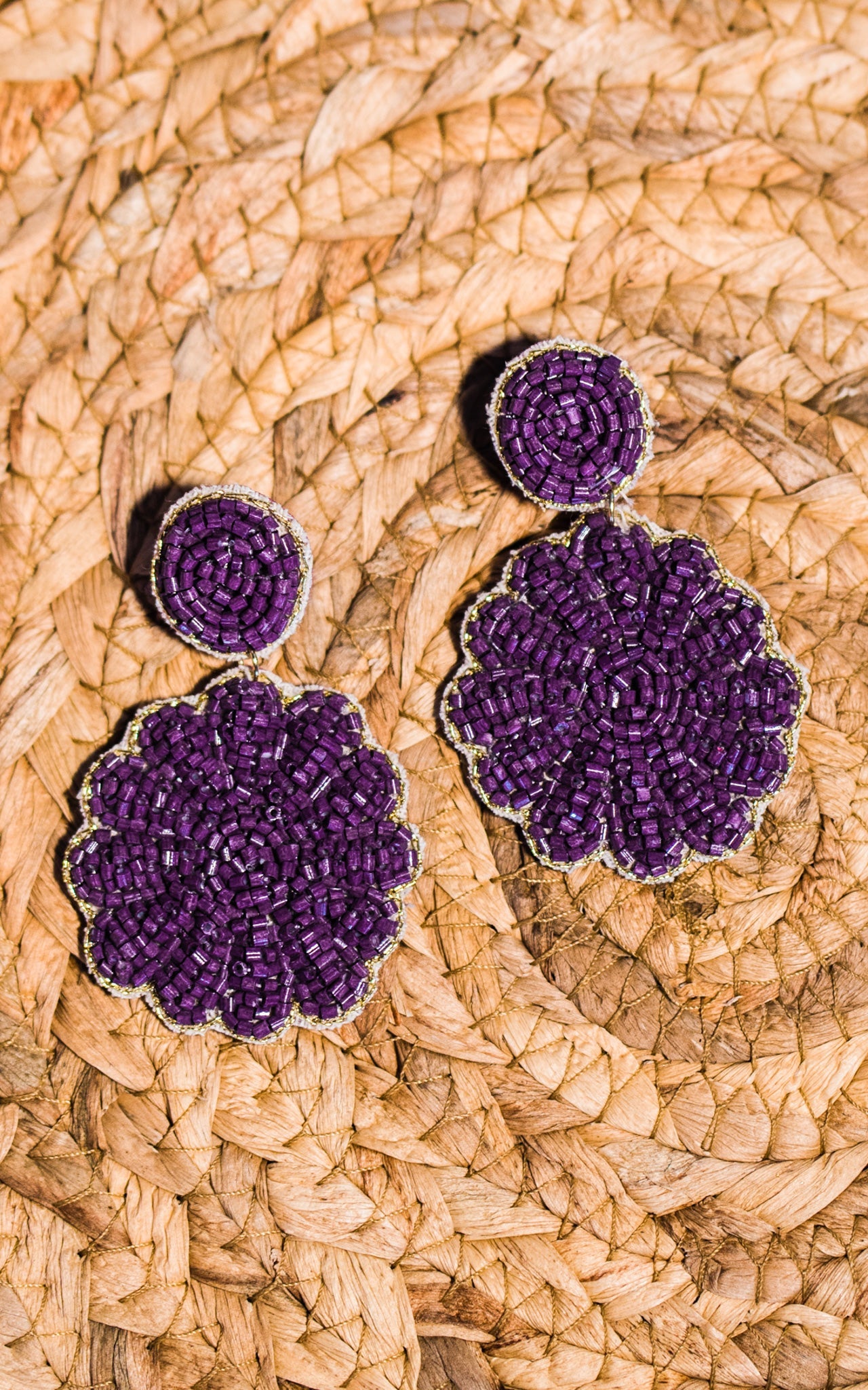 Purple Seed Bead Earrings