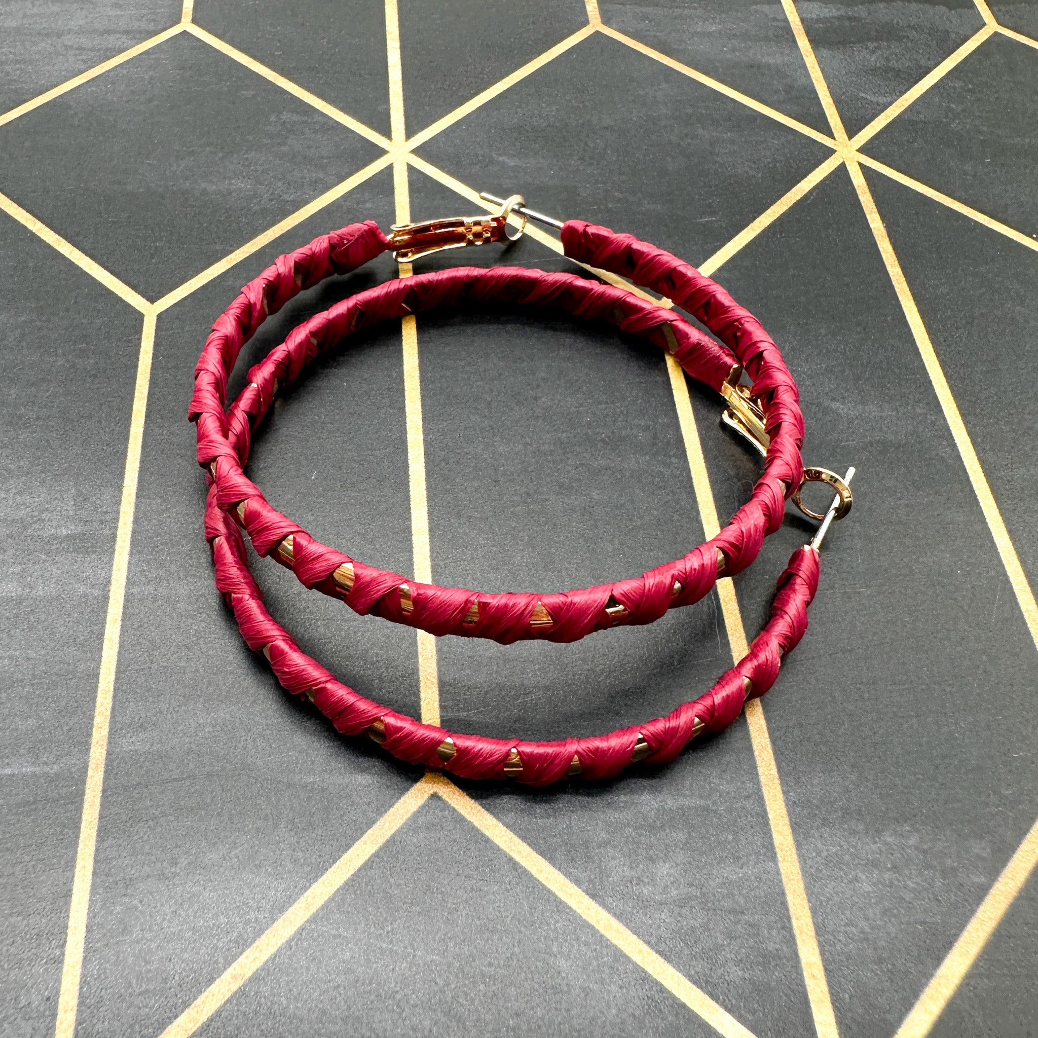 Gold Hoop with Maroon Wrap