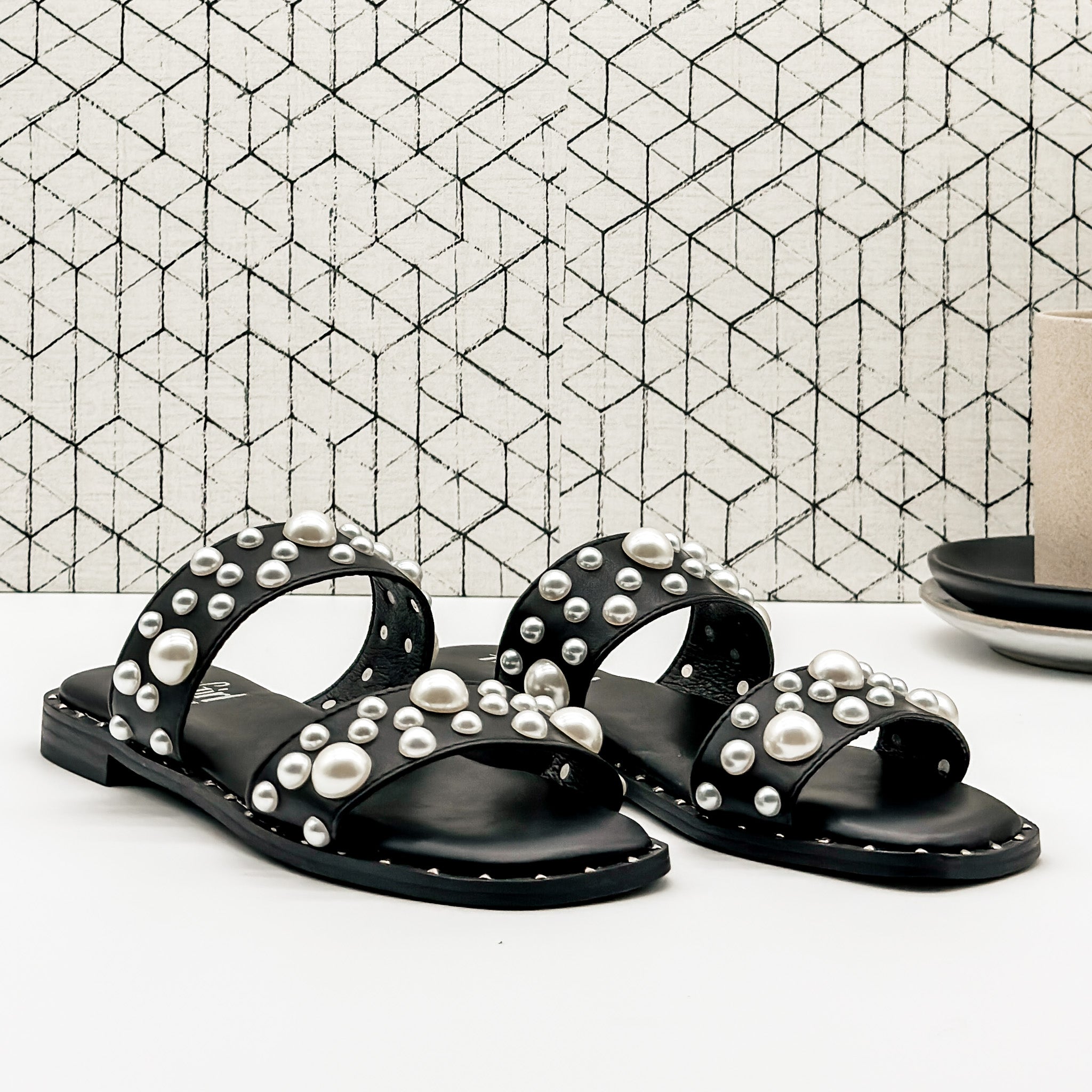 Corkys Marie Sandal in Black with Pearls